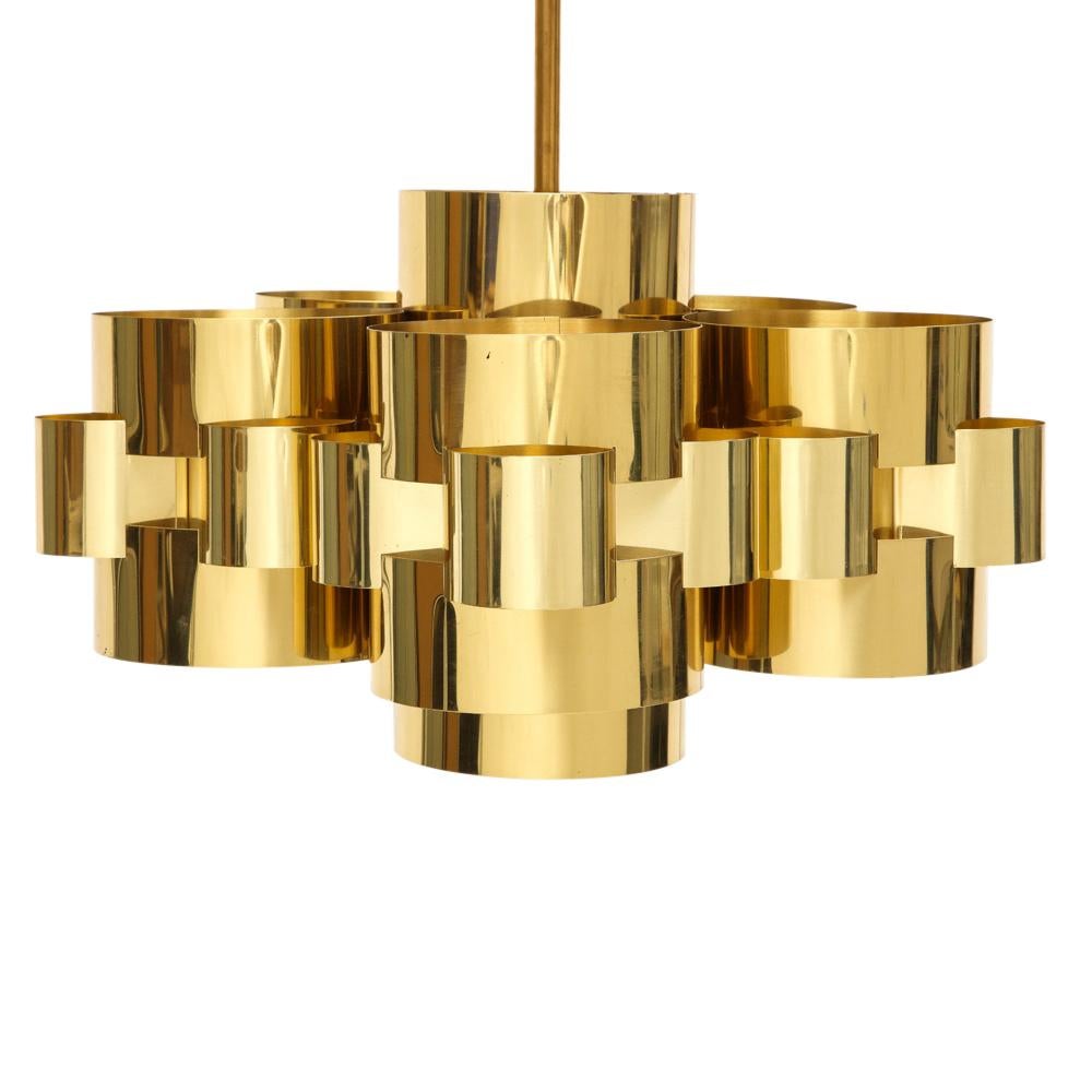 Lacquered C. Jere Brass Cloud Chandelier For Sale