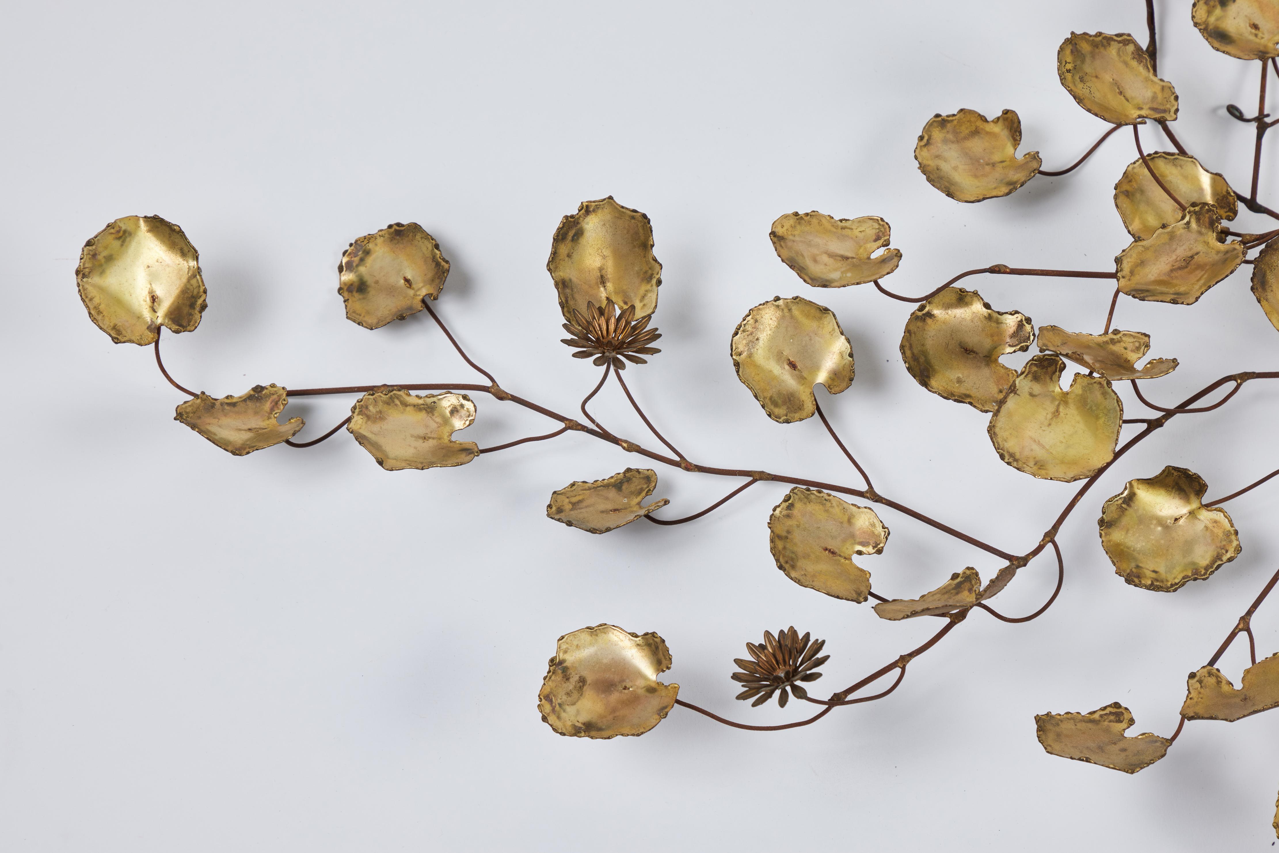 Mid-Century Modern C. Jere Brass Lily Pads Sculpture