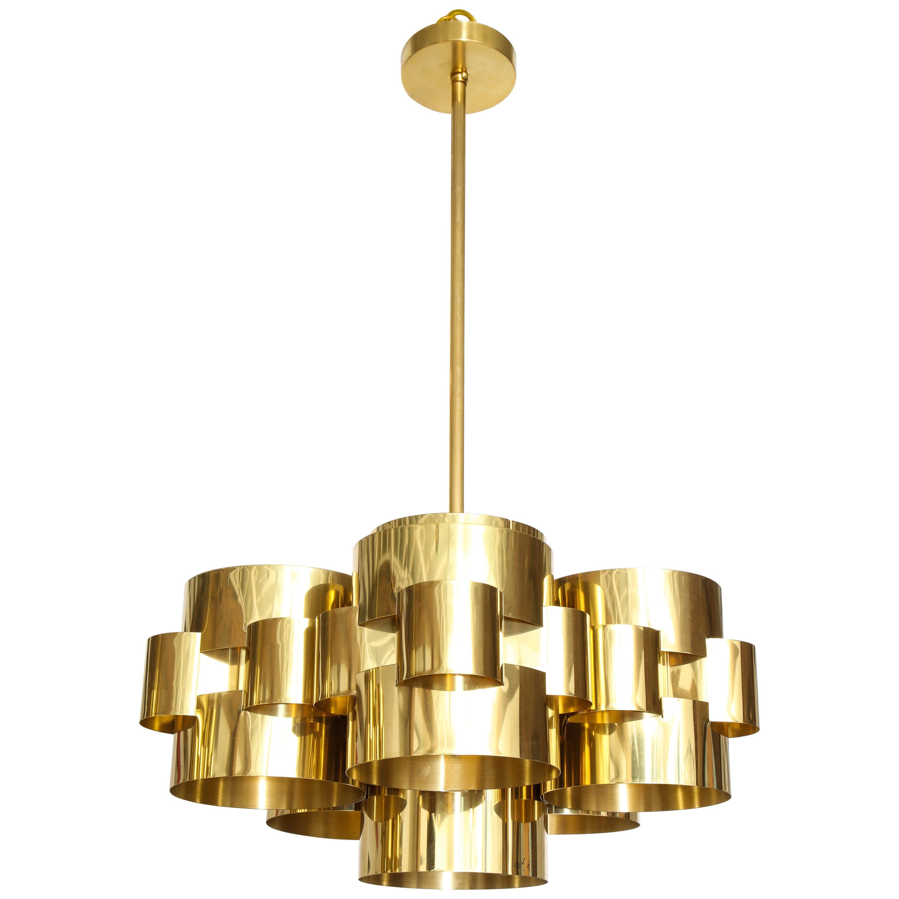 C. Jere Cloud Chandelier, Brass, Signed