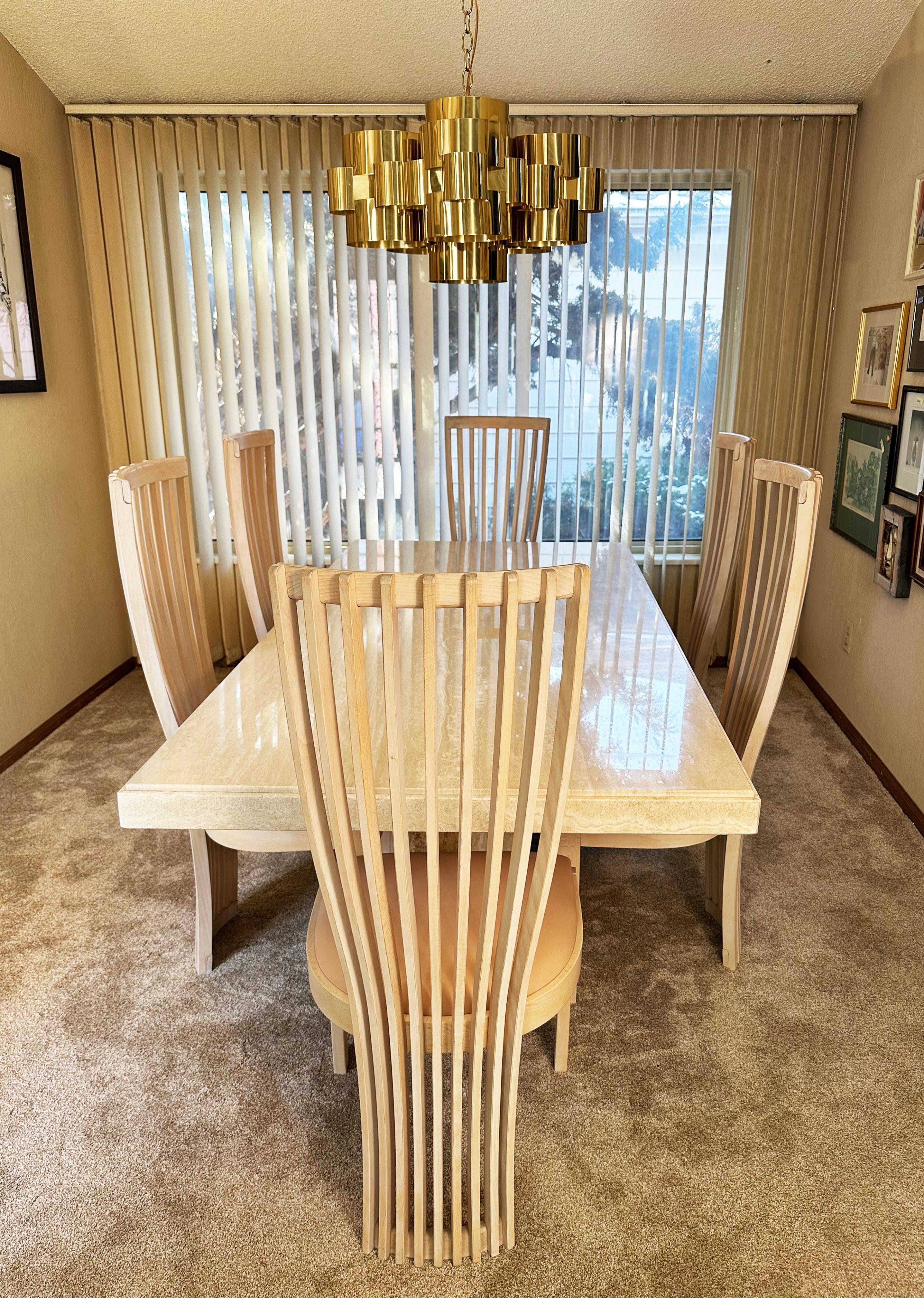 A striking and sculptural lacquered polished brass “Cloud” chandelier, designed and signed by Curtis Freiler and Jerry Fels under their renowned C. Jeré Artisan House label in 1975. This piece embodies the playful yet sophisticated aesthetic that