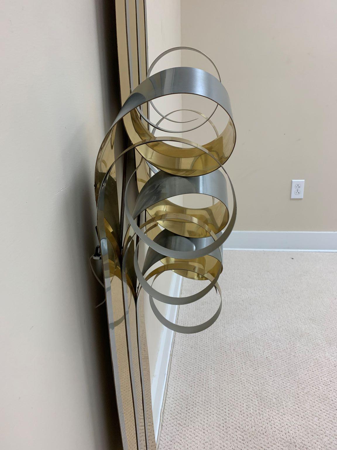 C. Jere Large Ribbon Brass and Steel Art Wall Sculpture C.1989 In Good Condition For Sale In Bernville, PA