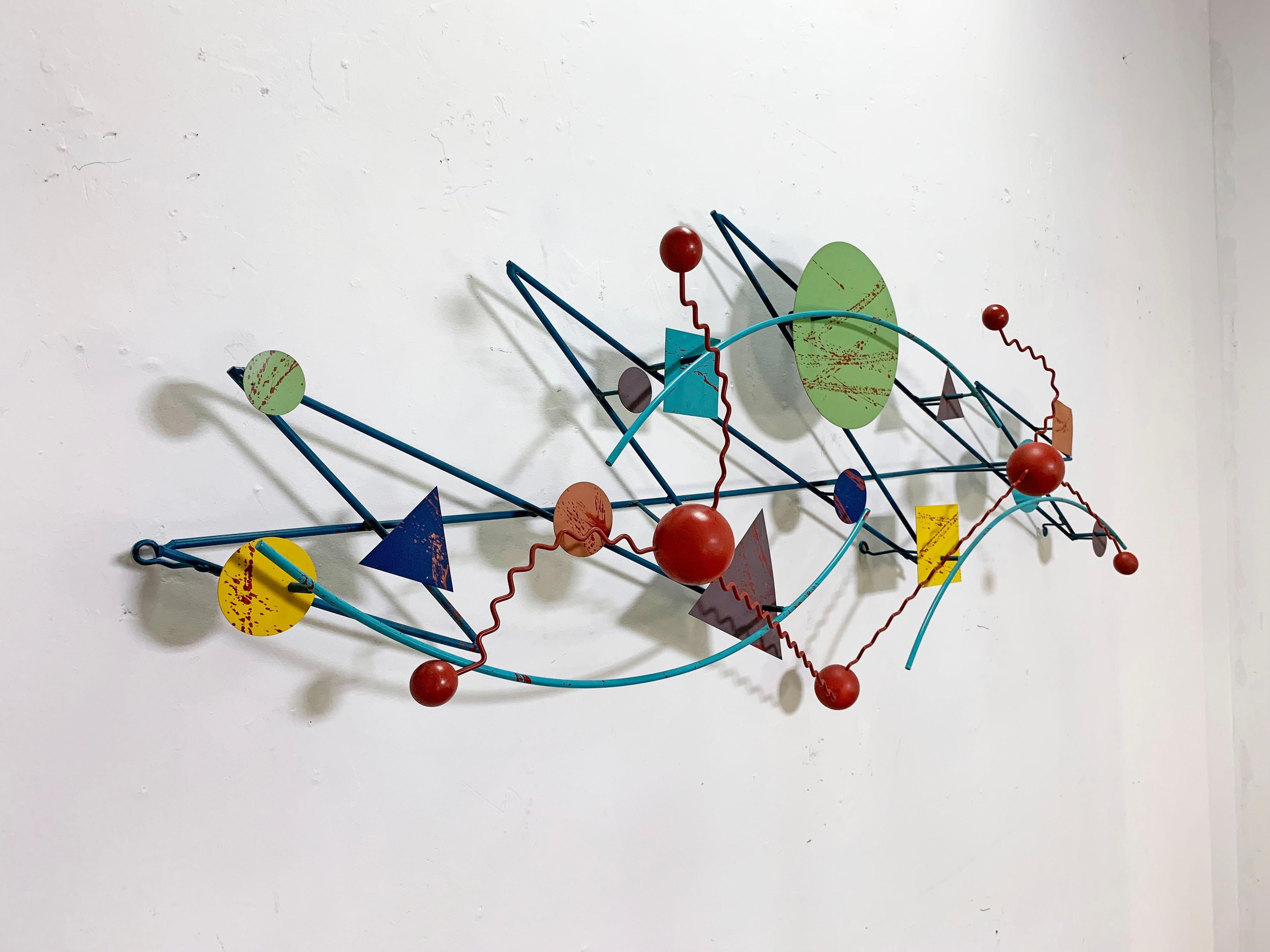 Post-Modern C. Jere Memphis Movement Inspired Abstract Wall Sculpture, Dated 1988