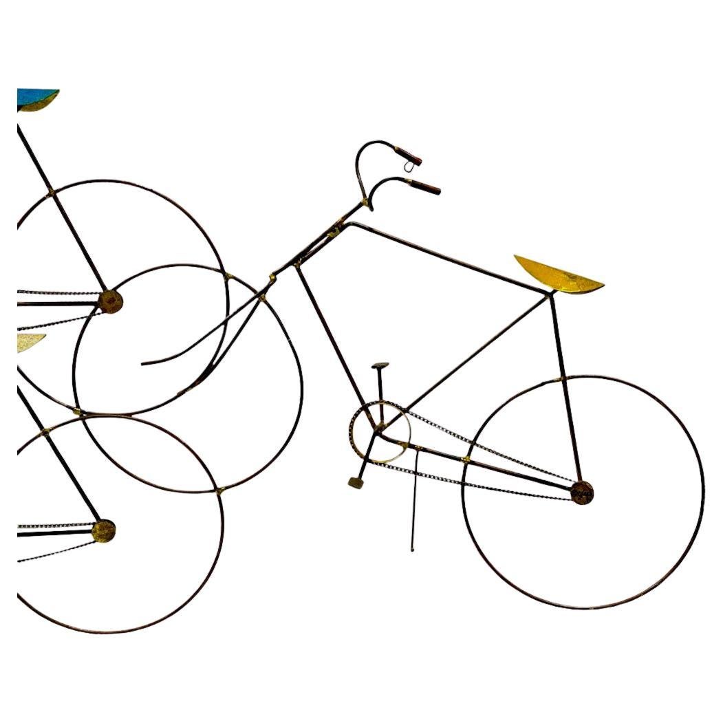 C. Jere Modern Brutalist Messing Kupfer Wand Kunst Fahrrad Rennen Skulptur Raymor 60