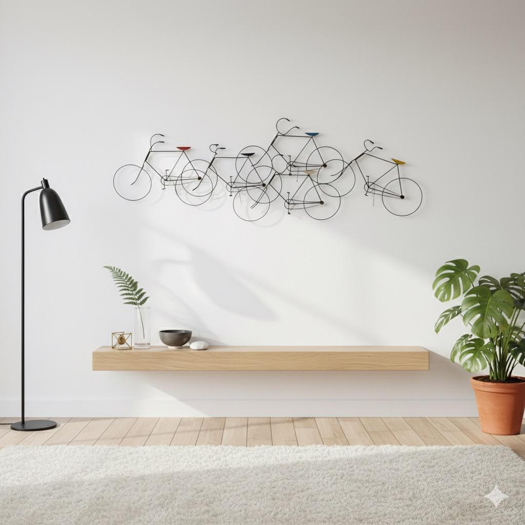 C. Jere Modern Brutalist Messing Kupfer Wand Kunst Fahrrad Rennen Skulptur Raymor 60