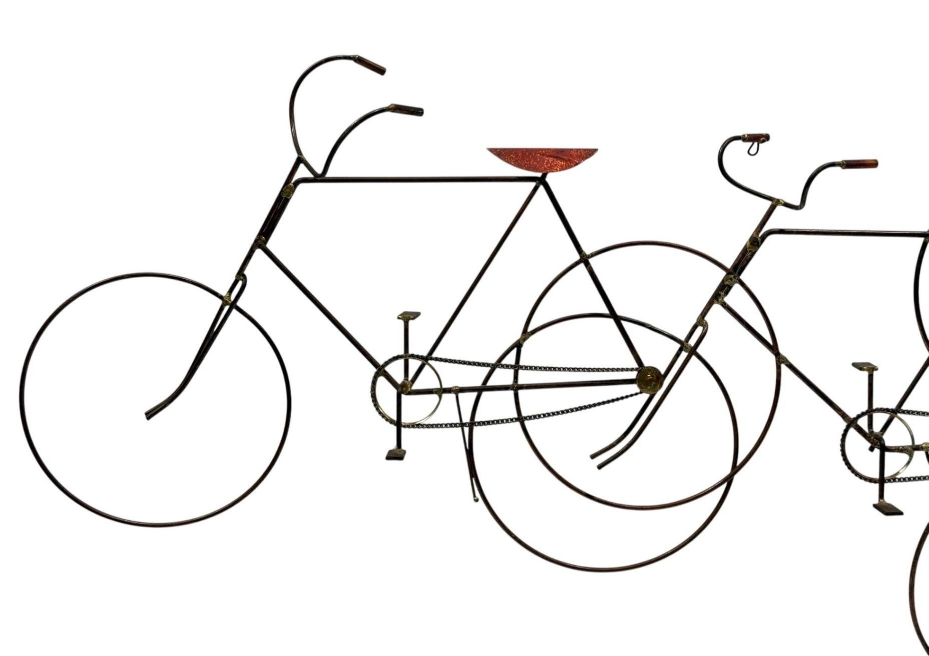 C. Jere Modern Brutalist Messing Kupfer Wand Kunst Fahrrad Rennen Skulptur Raymor 60