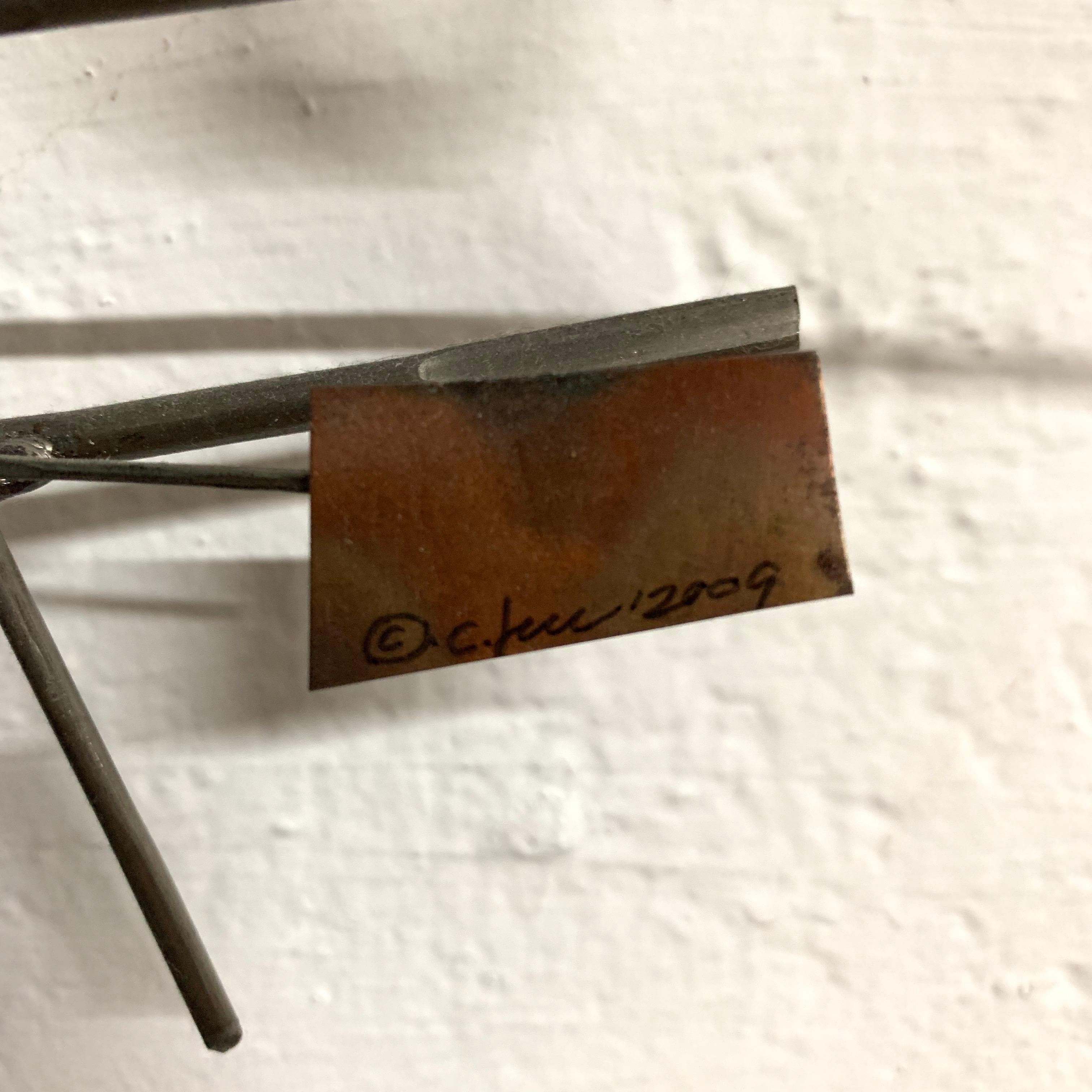 C. Jere Postmodern Mixed Metal Wall Sculpture, Signed In Good Condition In Miami, FL