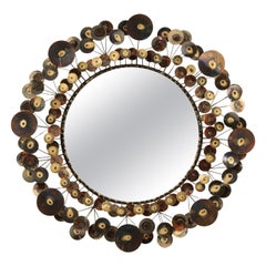 C. Jeré Raindrops Brass Sculptural Wall Mirror