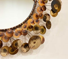 C. Jere "Raindrops" Midcentury Wall Mirror Mixed Metal Brutalist Style Sculpture