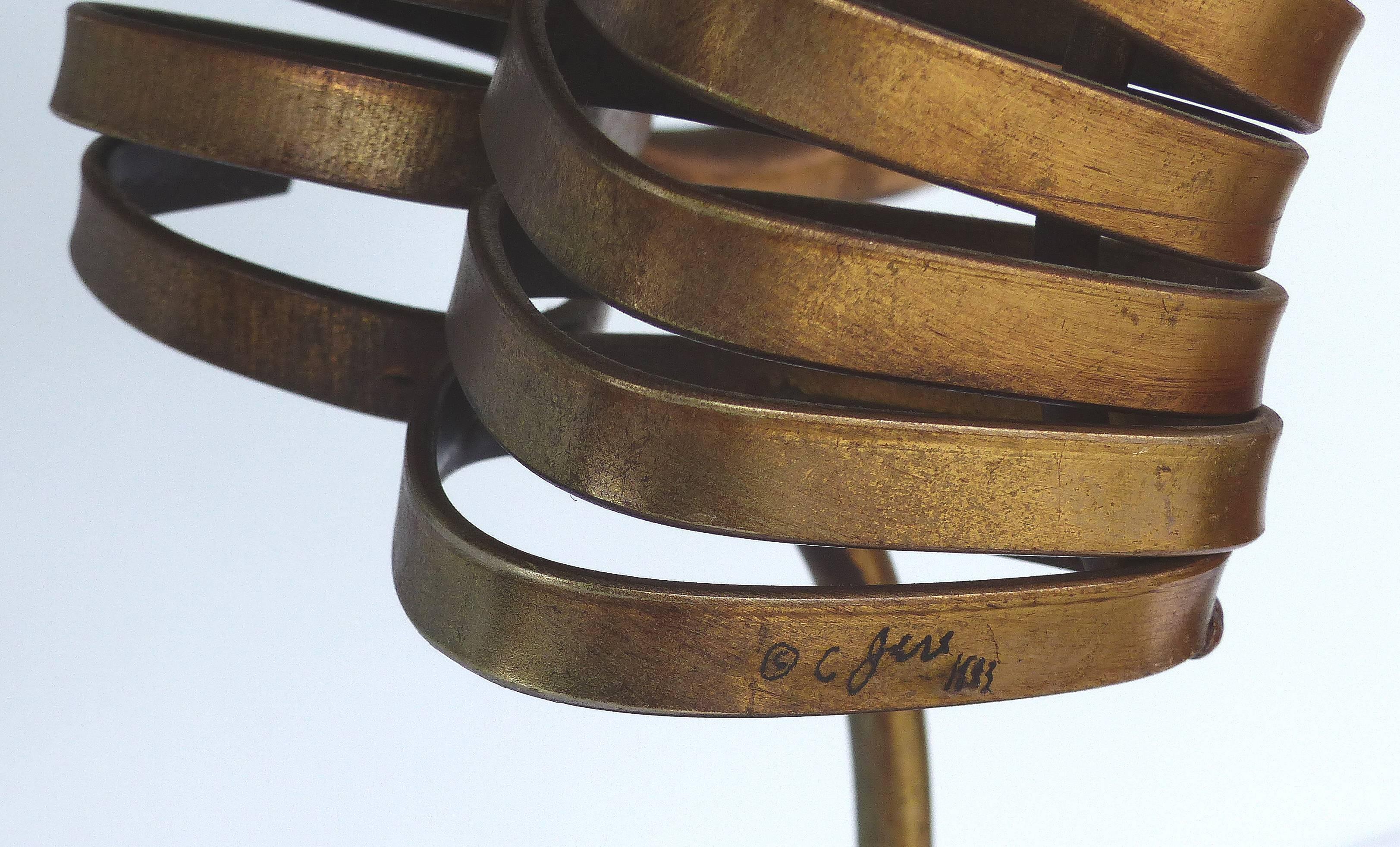 C. Jere Ram's Horn Sculpture on Marble Base, Twice Signed and Dated, 1983 3