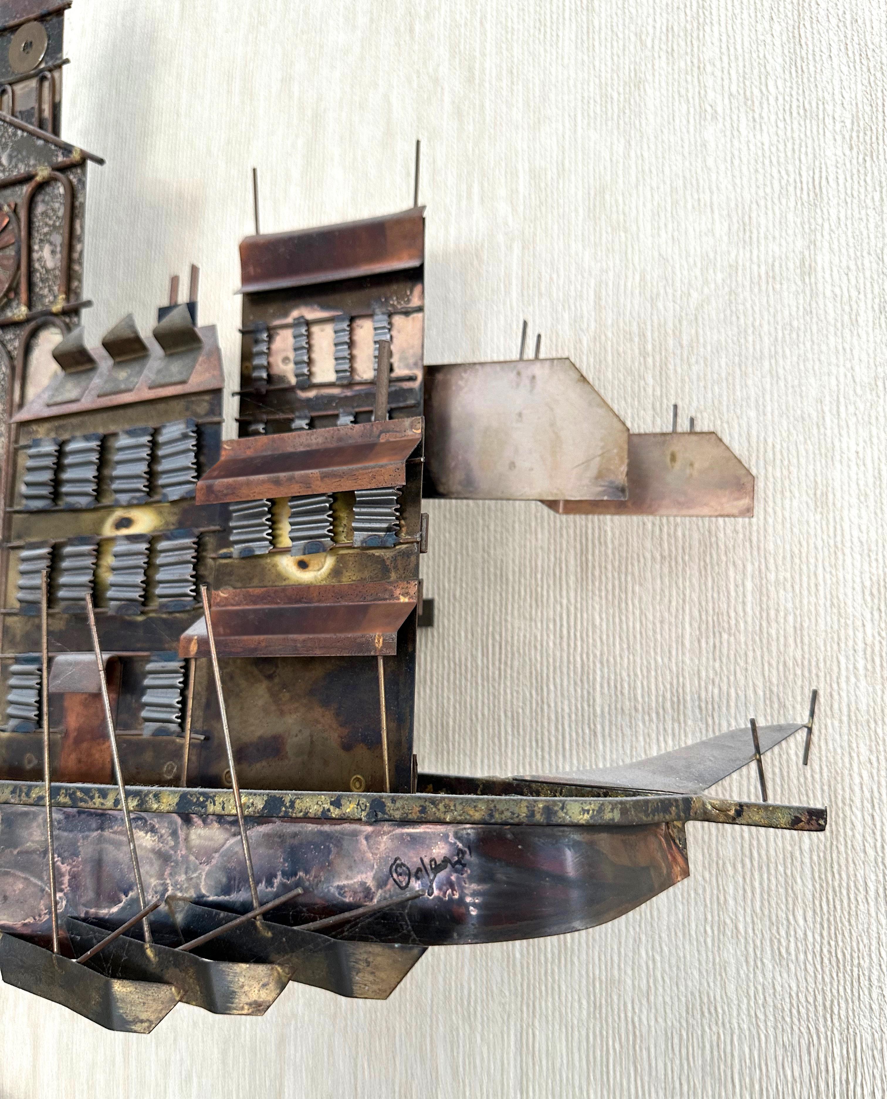 American C. Jeré Seaside Village Wall Sculpture, signed For Sale
