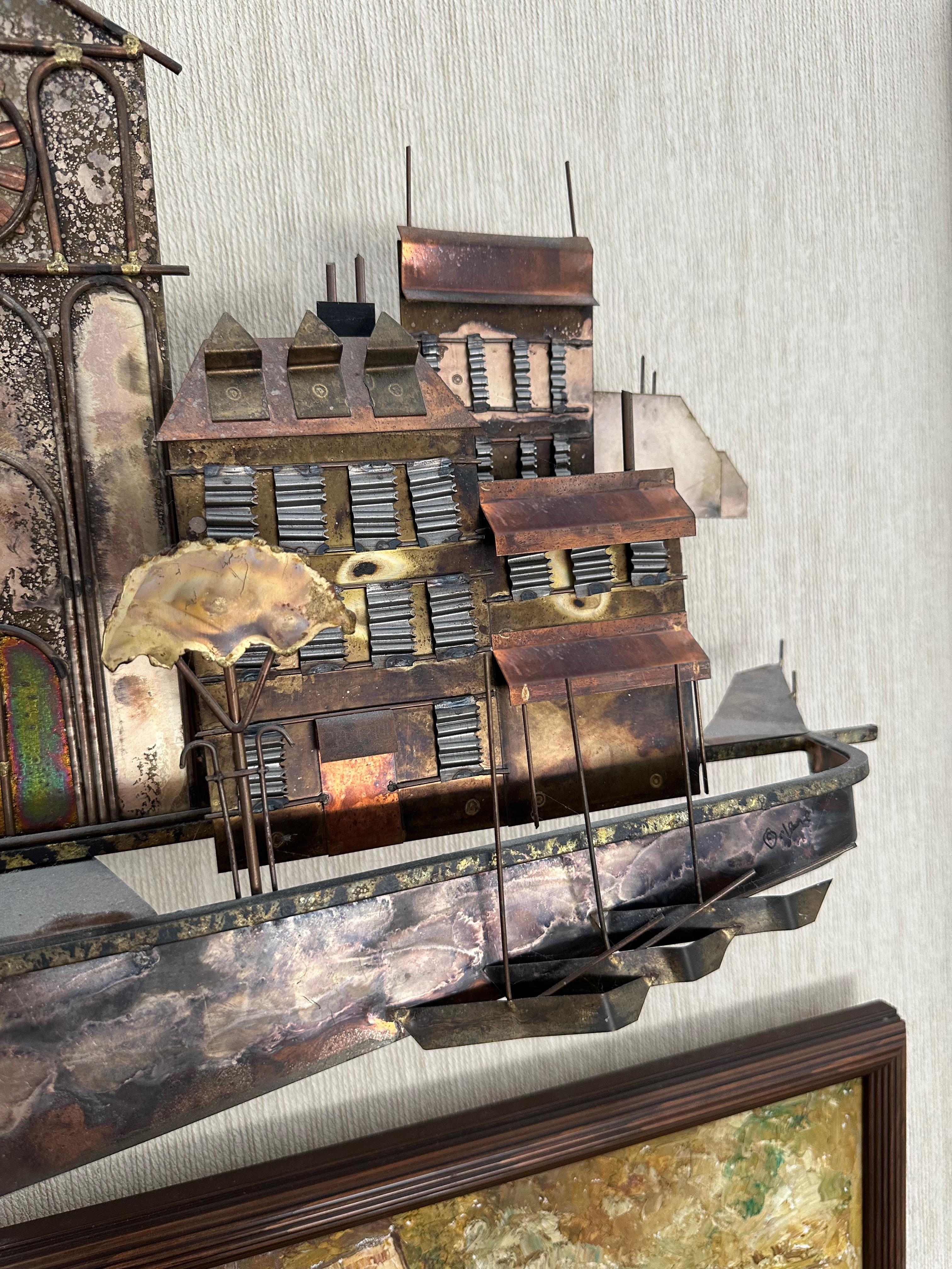 Late 20th Century C. Jeré Seaside Village Wall Sculpture, signed For Sale