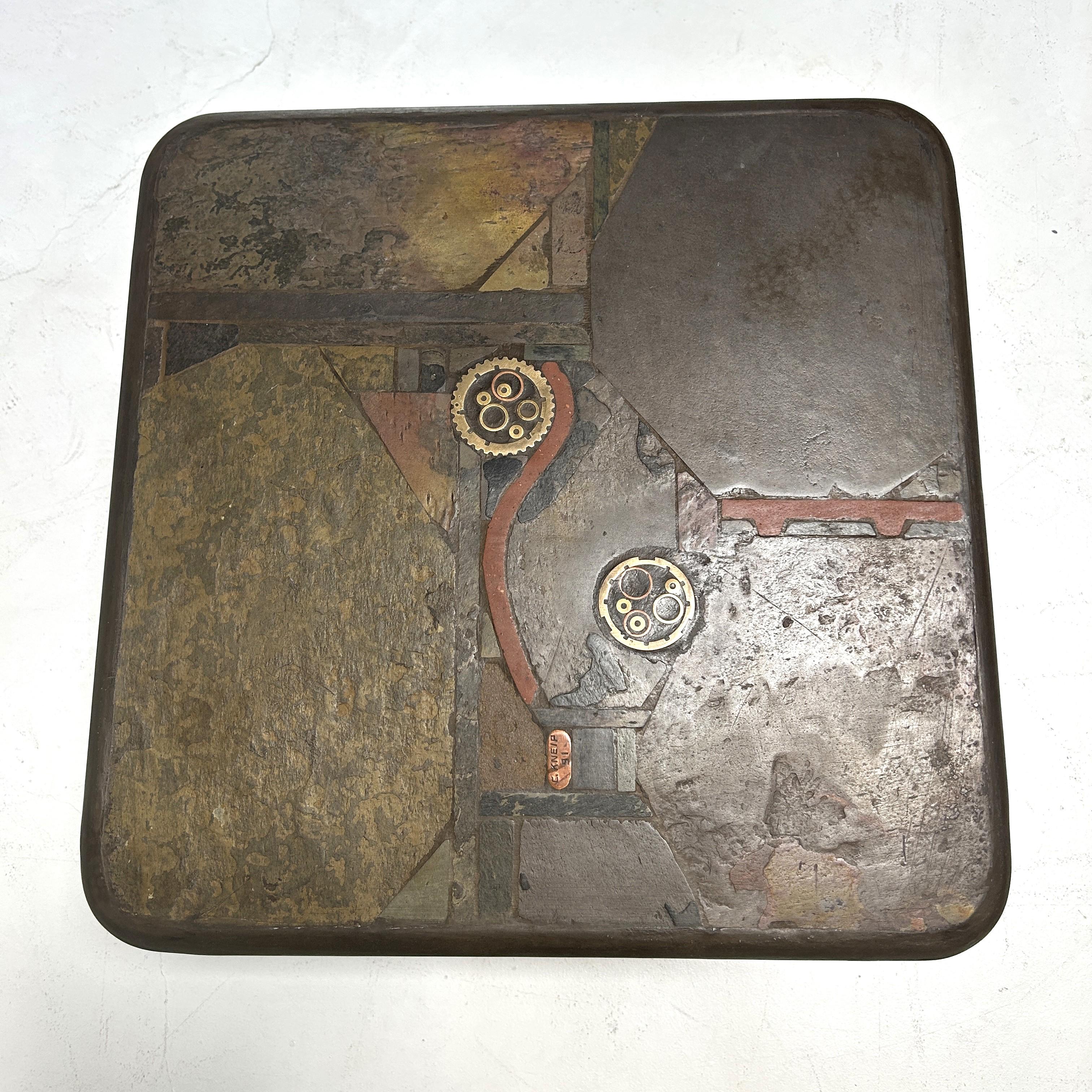 C. Kneip, brutalist Coffee Table made of Indian colored slate, 1991 For Sale 1