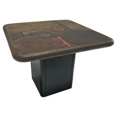 C. Kneip, brutalist Coffee Table made of Indian colored slate, 1991