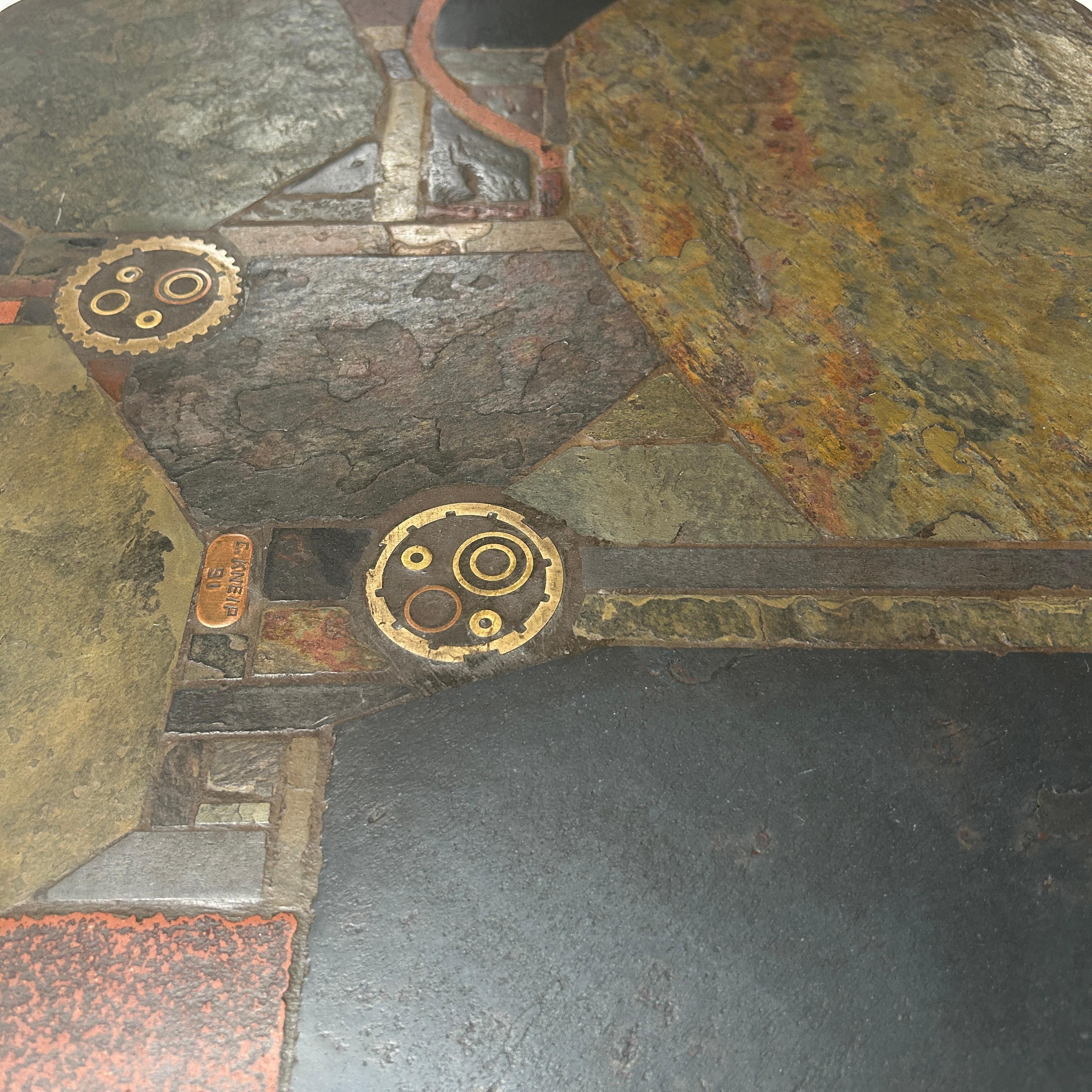 C. Kneip, brutalist Coffee Table made of slate and stone, 1991 For Sale 1