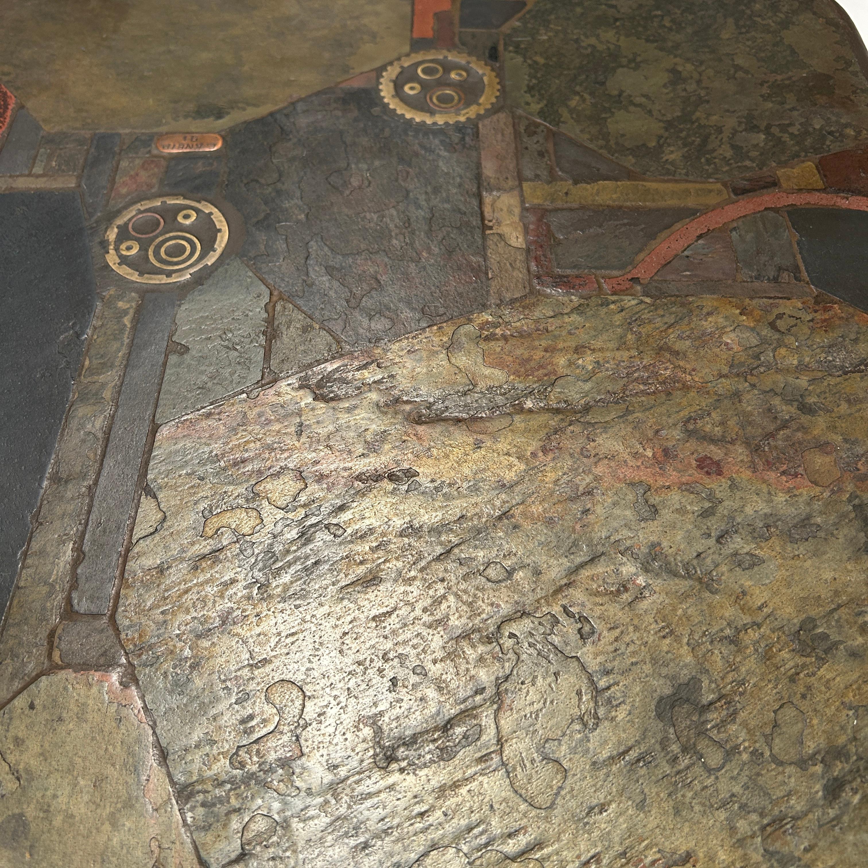 C. Kneip, brutalist Coffee Table made of slate and stone, 1991 For Sale 2