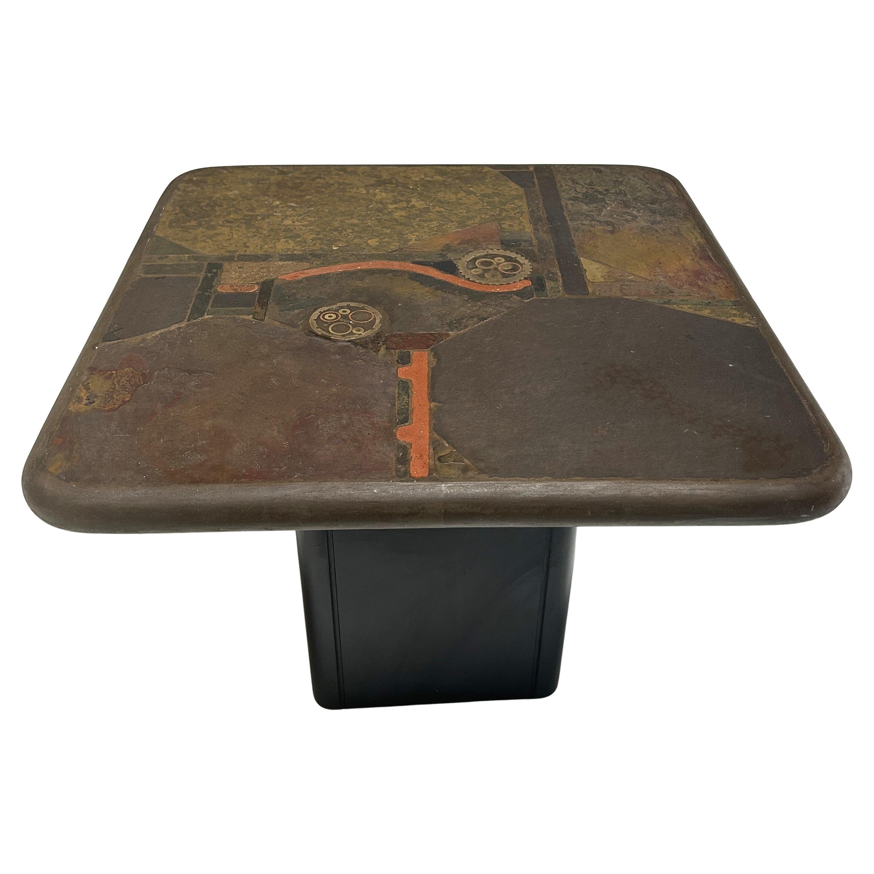 C. Kneip, brutalist Coffee Table made of slate and stone, 1991