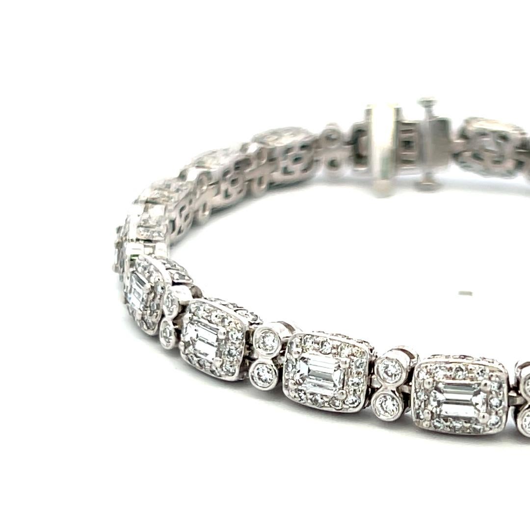 C. Krypell 6,03ct Smaragd & runder Brillant Diamant Platin Tennisarmband im Angebot 3