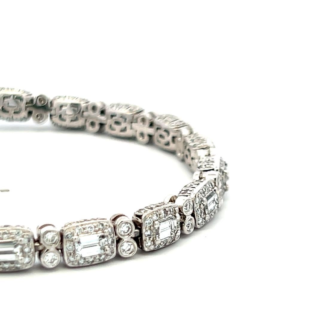 C. Krypell 6,03ct Smaragd & runder Brillant Diamant Platin Tennisarmband im Angebot 4