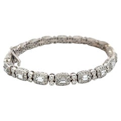 C. Krypell 6.03ct Emerald & Round Brilliant Diamond Platinum Tennis Bracelet