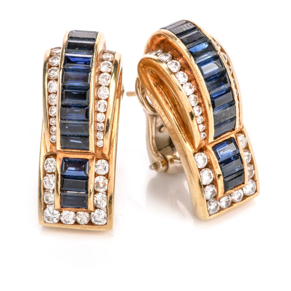 Modern C. Krypell Diamond Sapphire 18 Karat Gold Clip-On Earrings For Sale