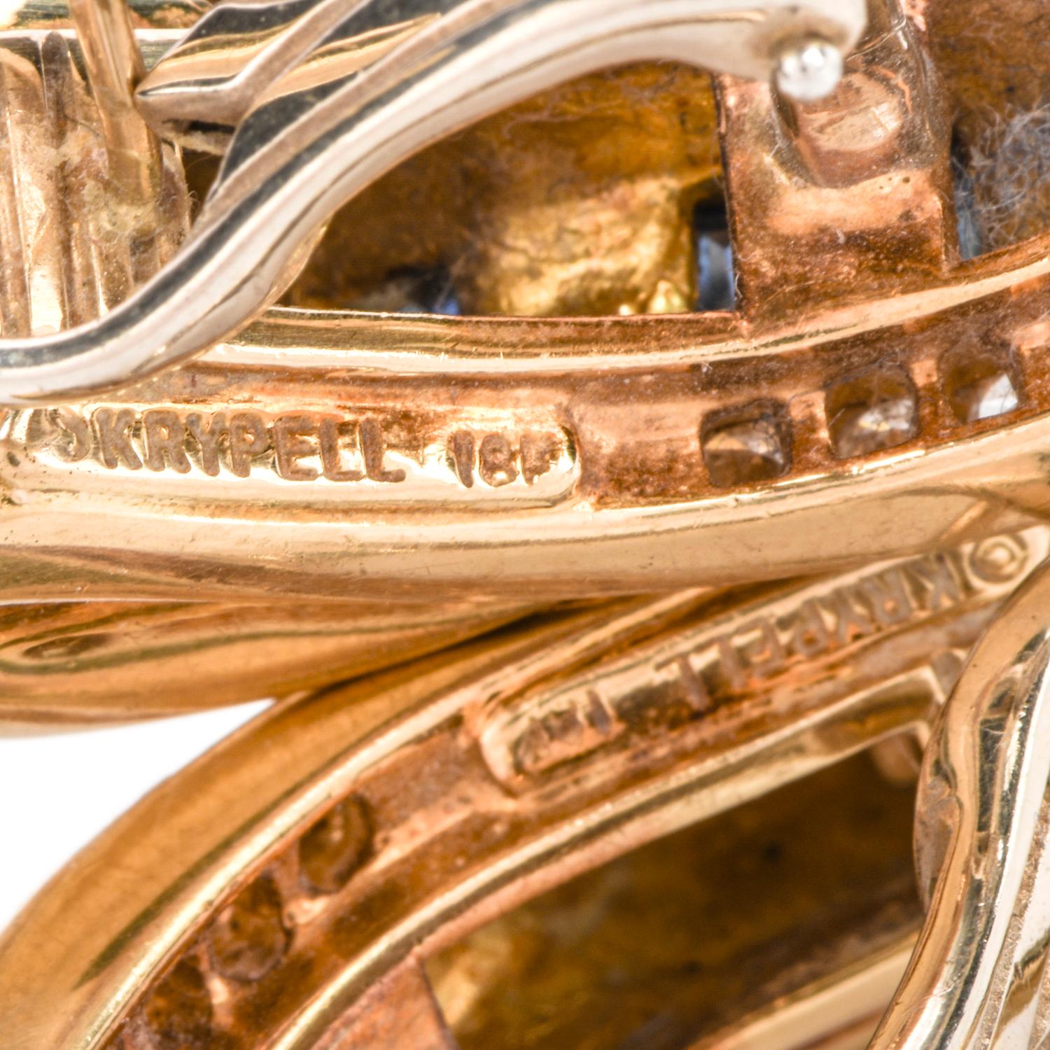 C. Krypell Boucles d'oreilles à clip en or 18 carats diamant saphir Pour femmes en vente
