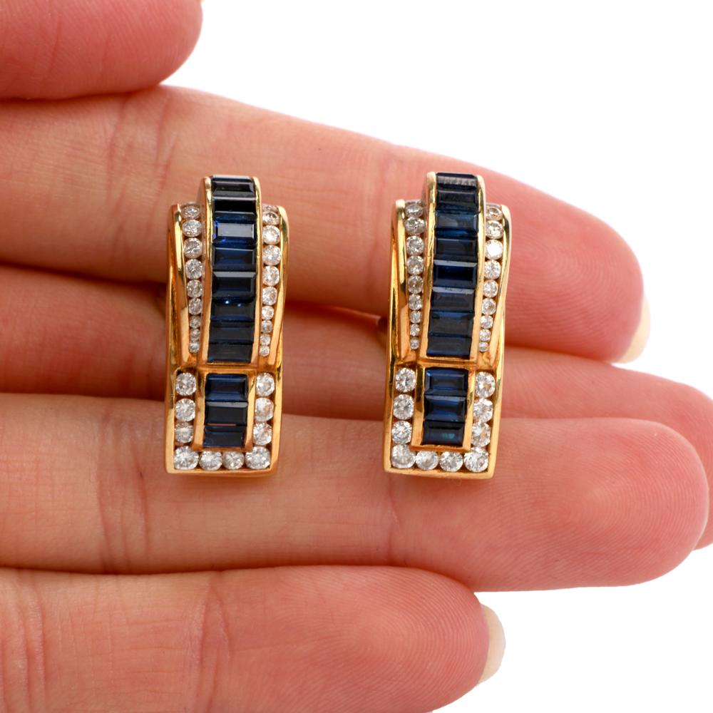 C. Krypell Diamond Sapphire 18 Karat Gold Clip-On Earrings For Sale 1