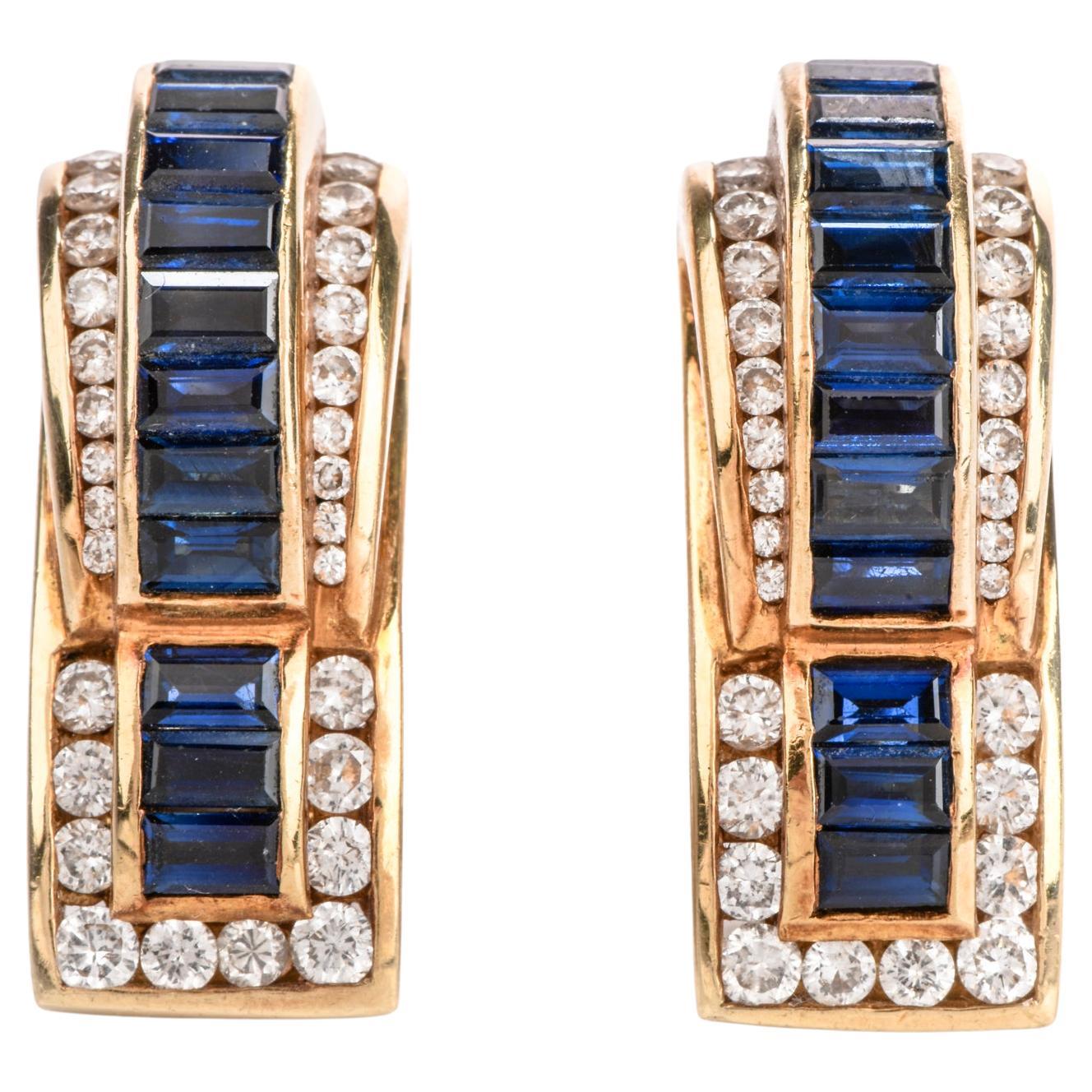 C. Krypell Diamond Sapphire 18 Karat Gold Clip-On Earrings For Sale