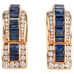 C. Krypell Diamond Sapphire 18 Karat Gold Clip-On Earrings