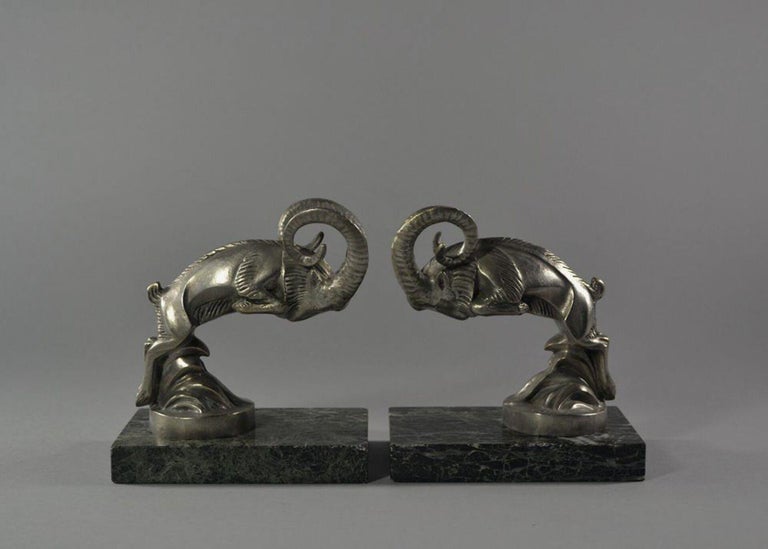 C. Laplagne Mountain Goat Bookends / Car Mascots Art Deco For Sale at