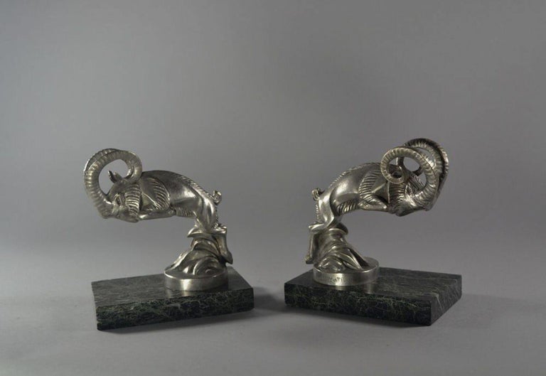 C. Laplagne Mountain Goat Bookends / Car Mascots Art Deco For Sale at