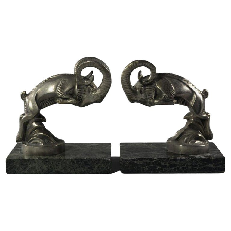 C. Laplagne Mountain Goat Bookends / Car Mascots Art Deco For Sale at