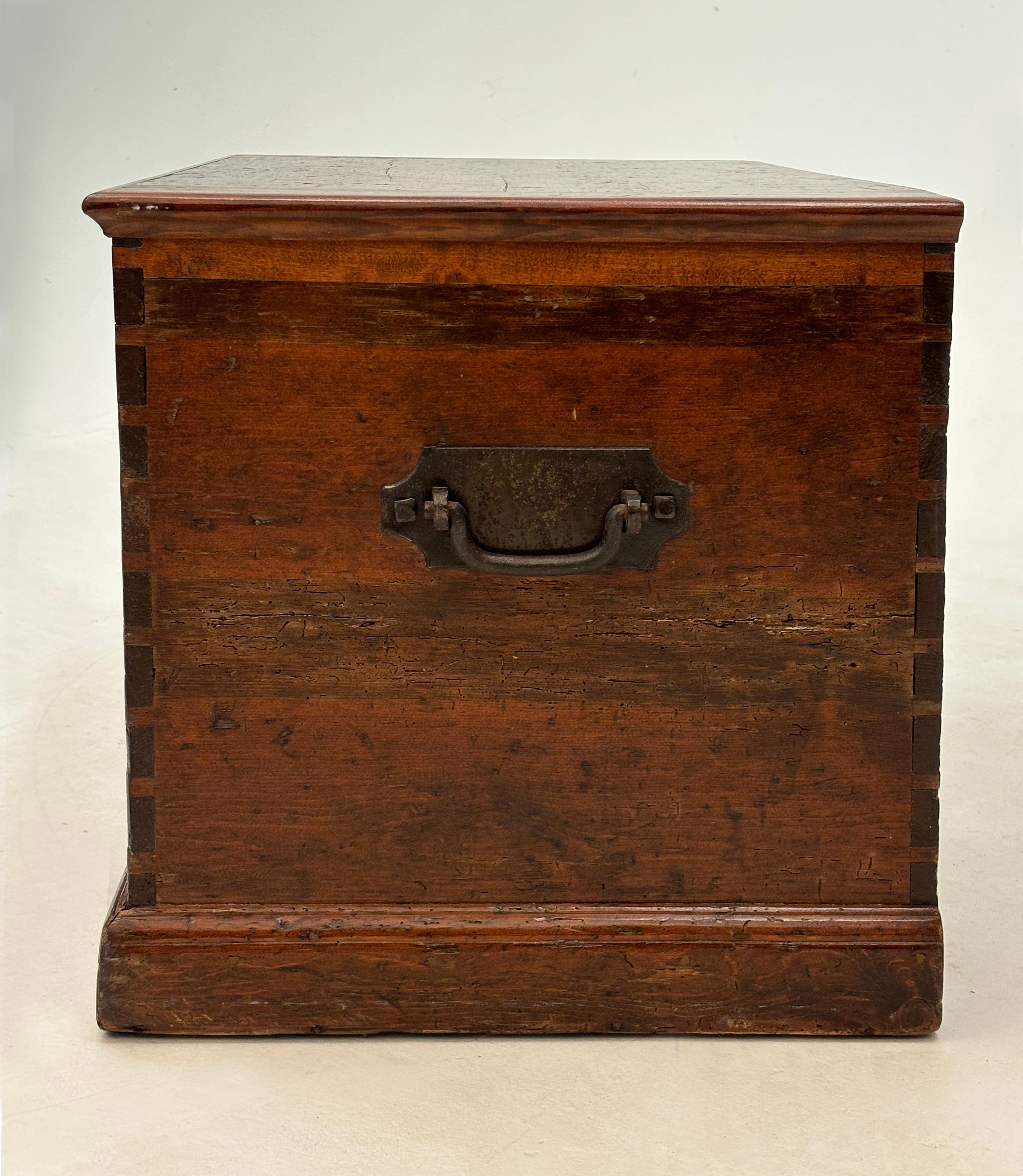 c. late 1700's - 1800 New England Pine Blanket Chest with Hand-forged Handles 2