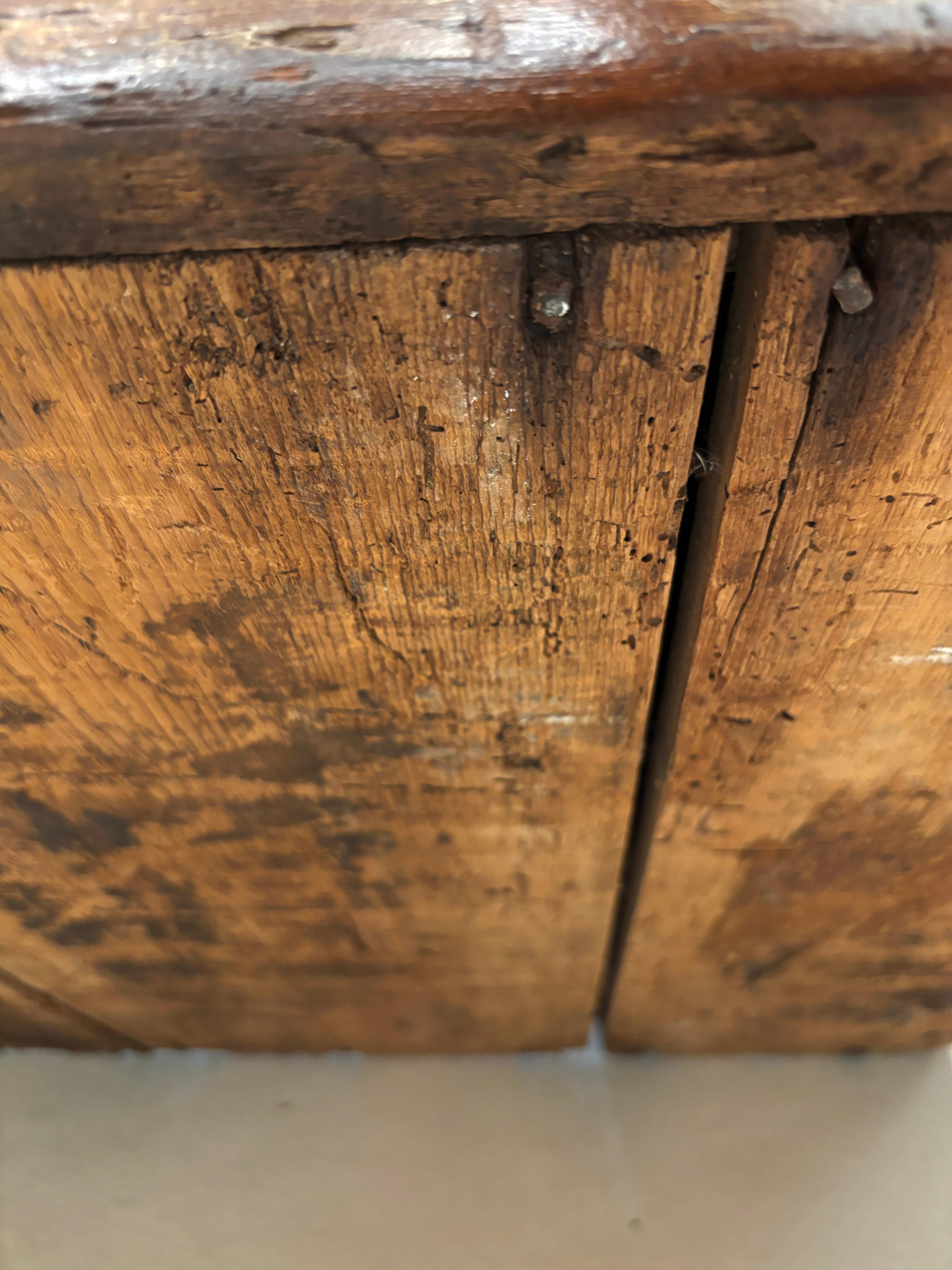 c. late 1700's - 1800 New England Pine Blanket Chest with Hand-forged Handles 5