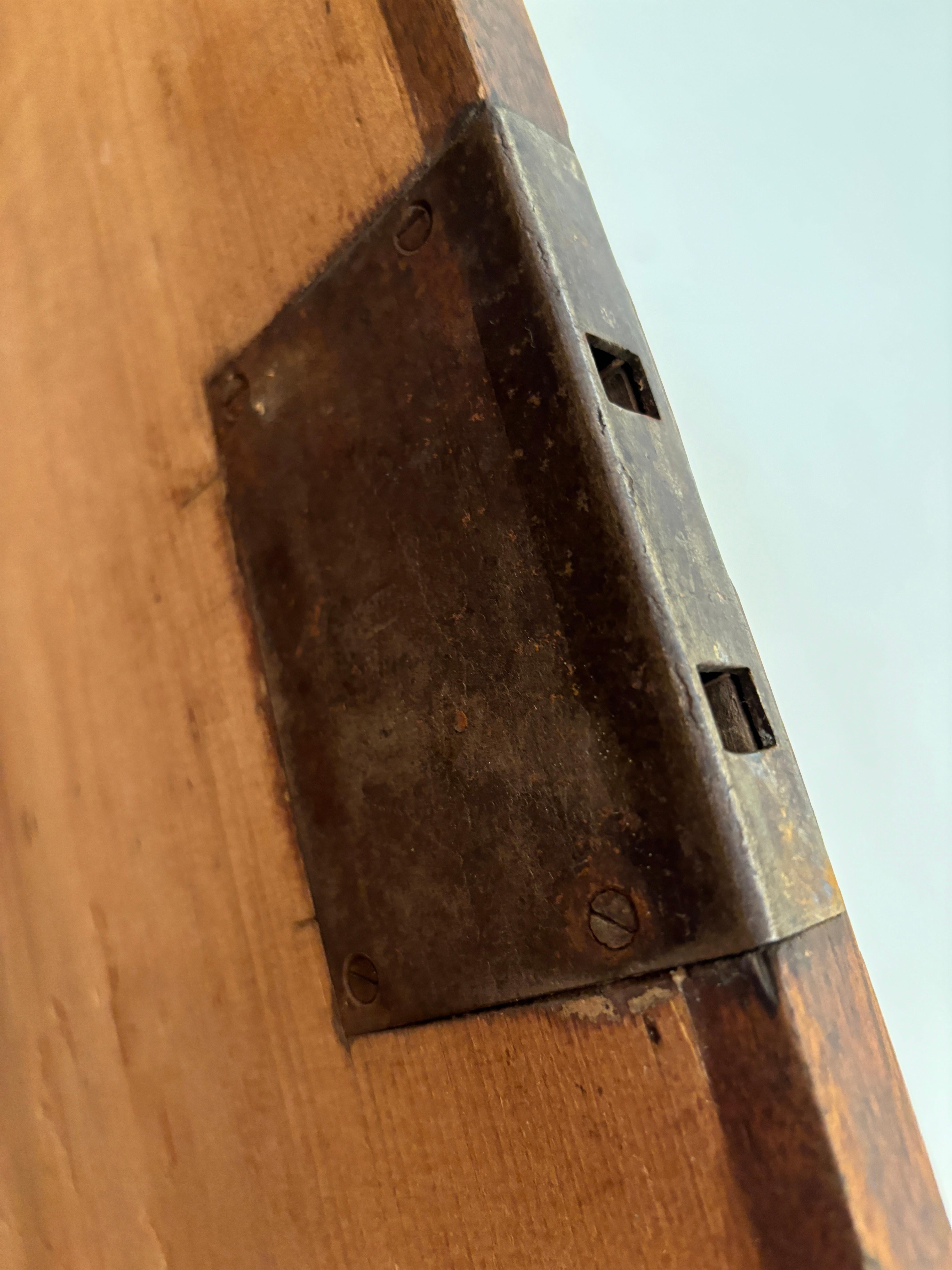 c. late 1700's - 1800 New England Pine Blanket Chest with Hand-forged Handles 10