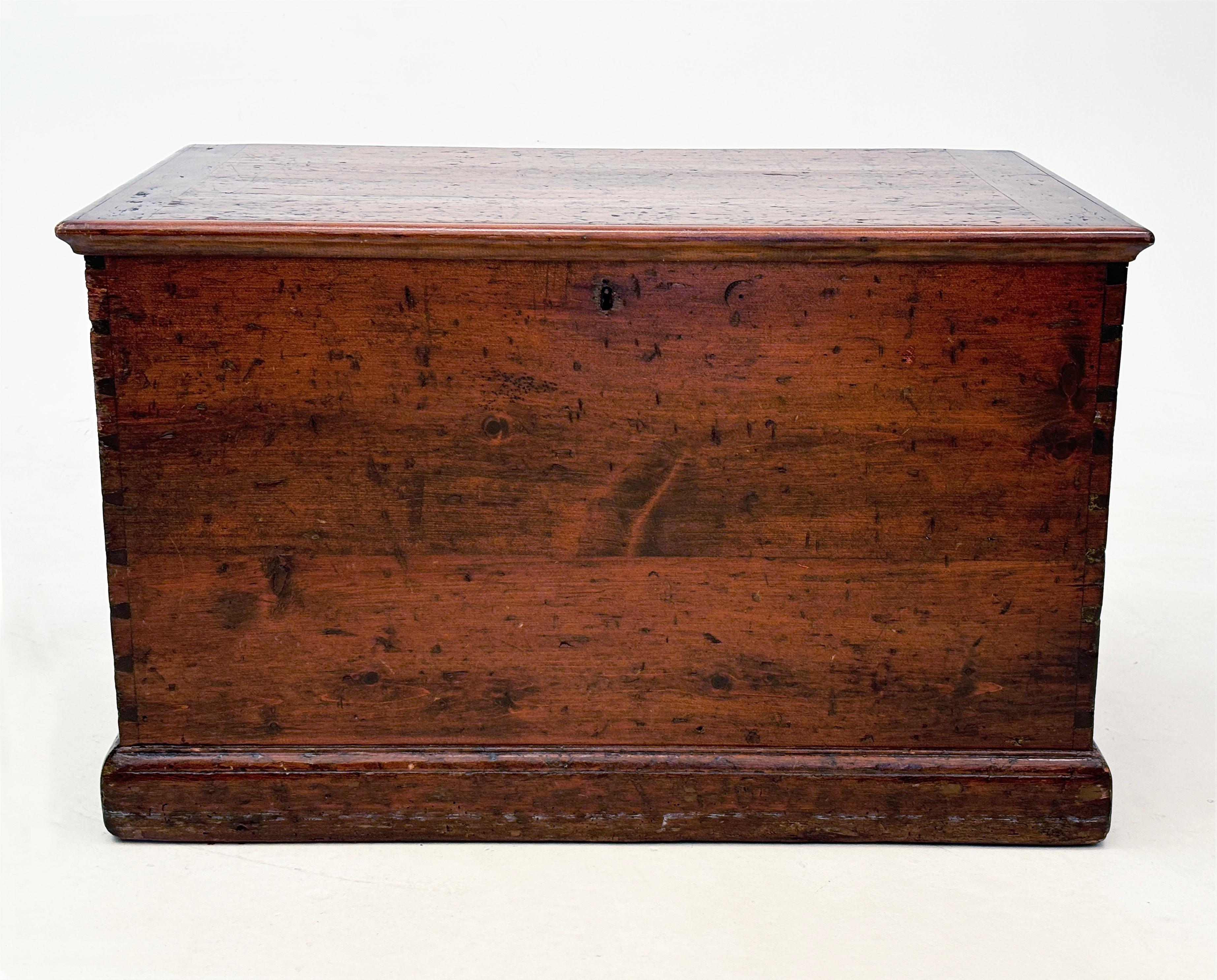 Late 1700's to early 1800 New England Pine Blanket Chest with hand-forged iron handles.

If this chest could tell its story, the things we would learn about this early era in New England, beyond what the history books say. This stunning chest is