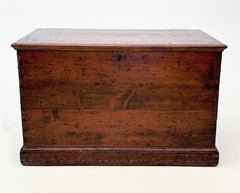 c. late 1700's - 1800 New England Pine Blanket Chest with Hand-forged Handles