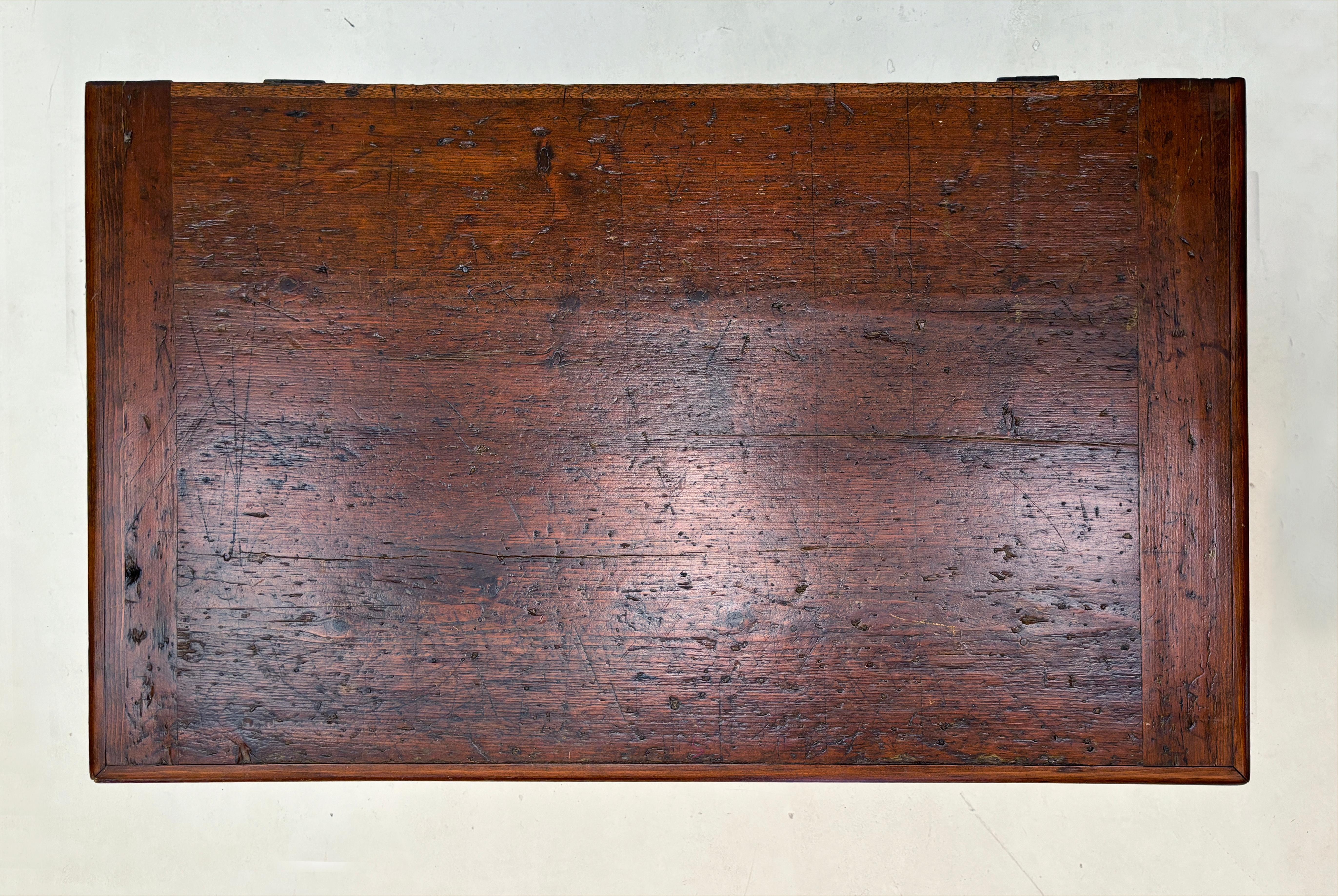 Forged c. late 1700's - 1800 New England Pine Blanket Chest with Hand-forged Handles