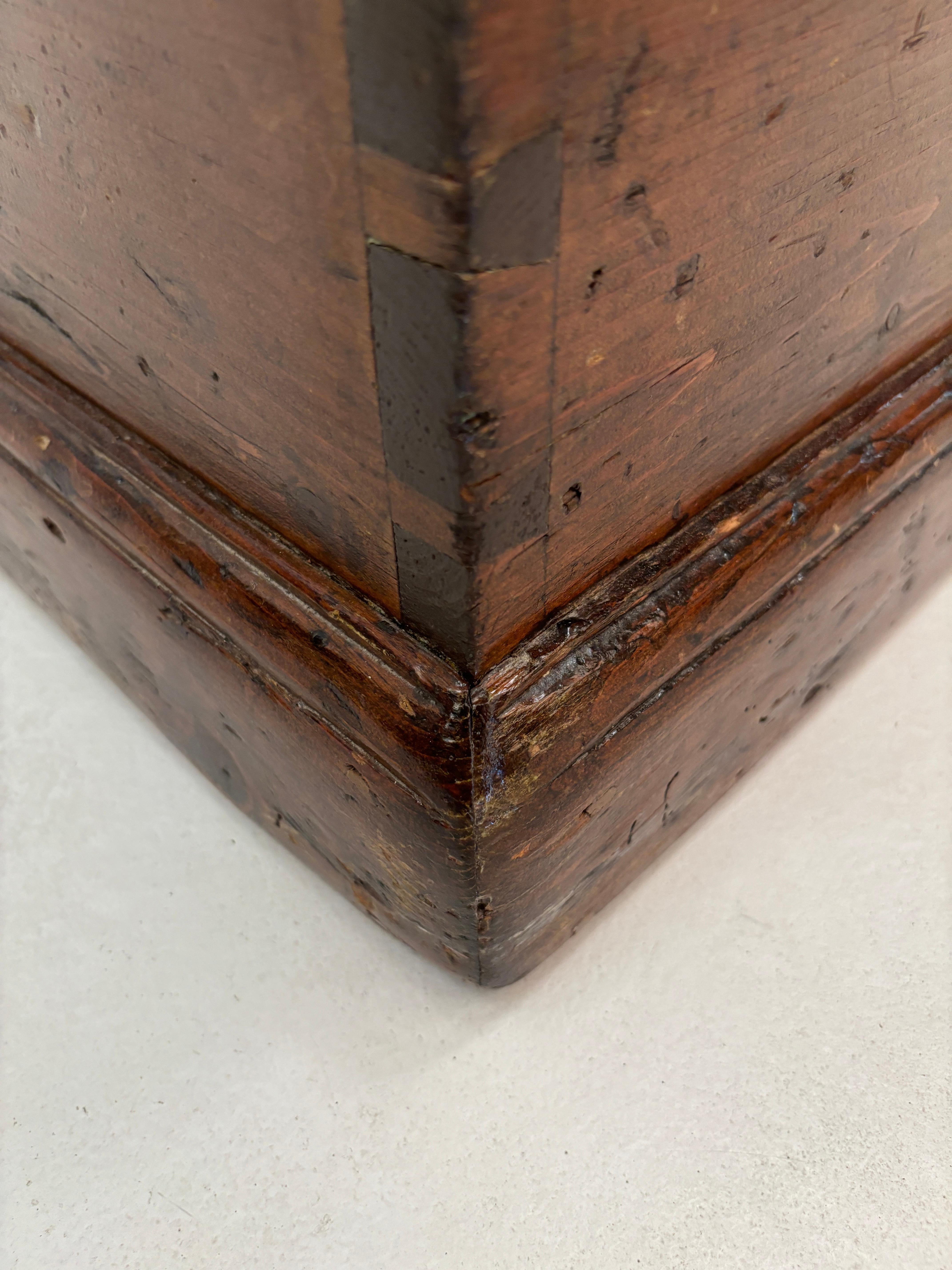 Wrought Iron c. late 1700's - 1800 New England Pine Blanket Chest with Hand-forged Handles