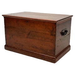 c. late 1700's - 1800 New England Pine Blanket Chest with Hand-forged Handles
