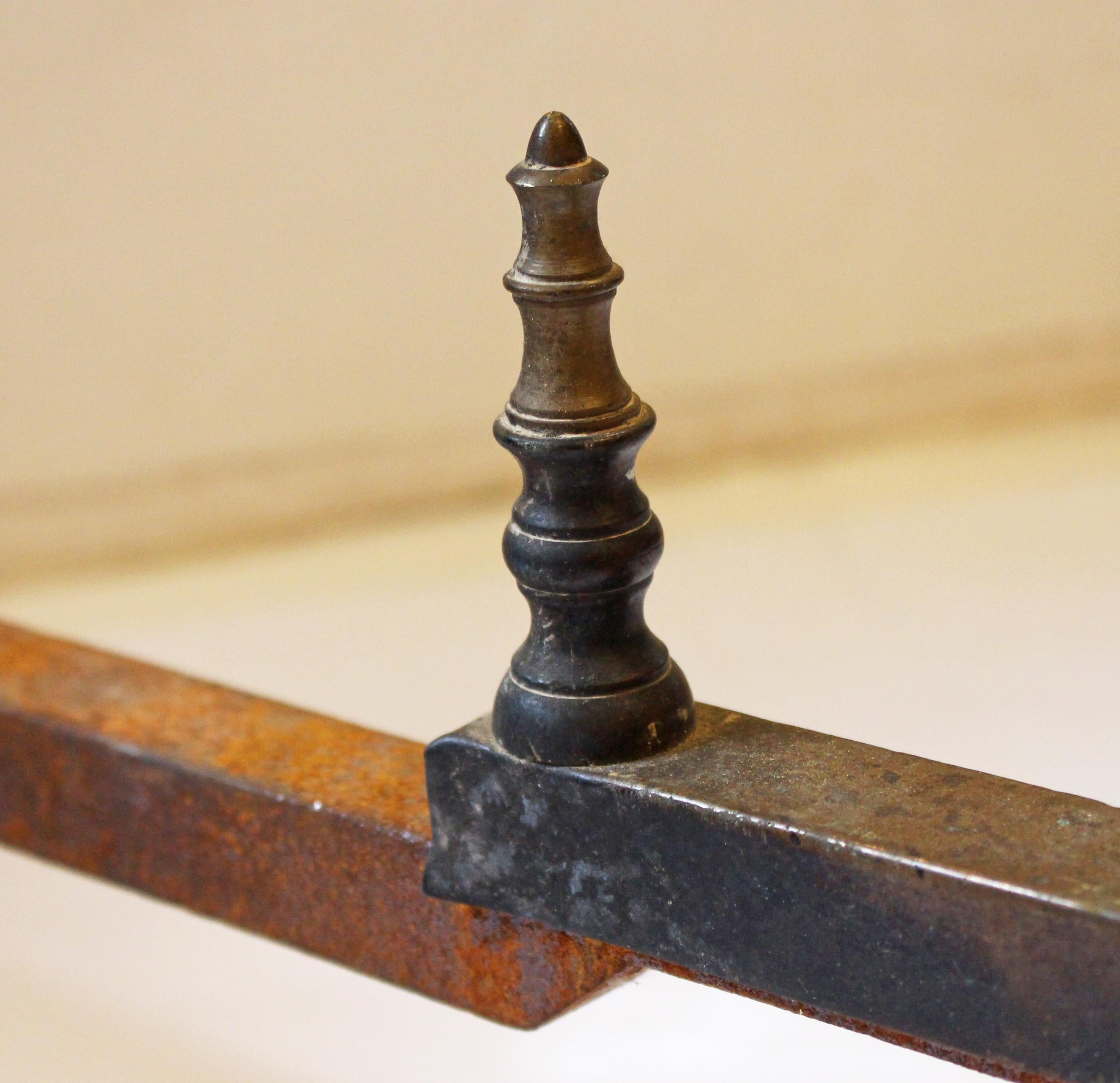 C. Late 19th Century Pair of Chippendale Style Brass & Iron Andirons For Sale 3