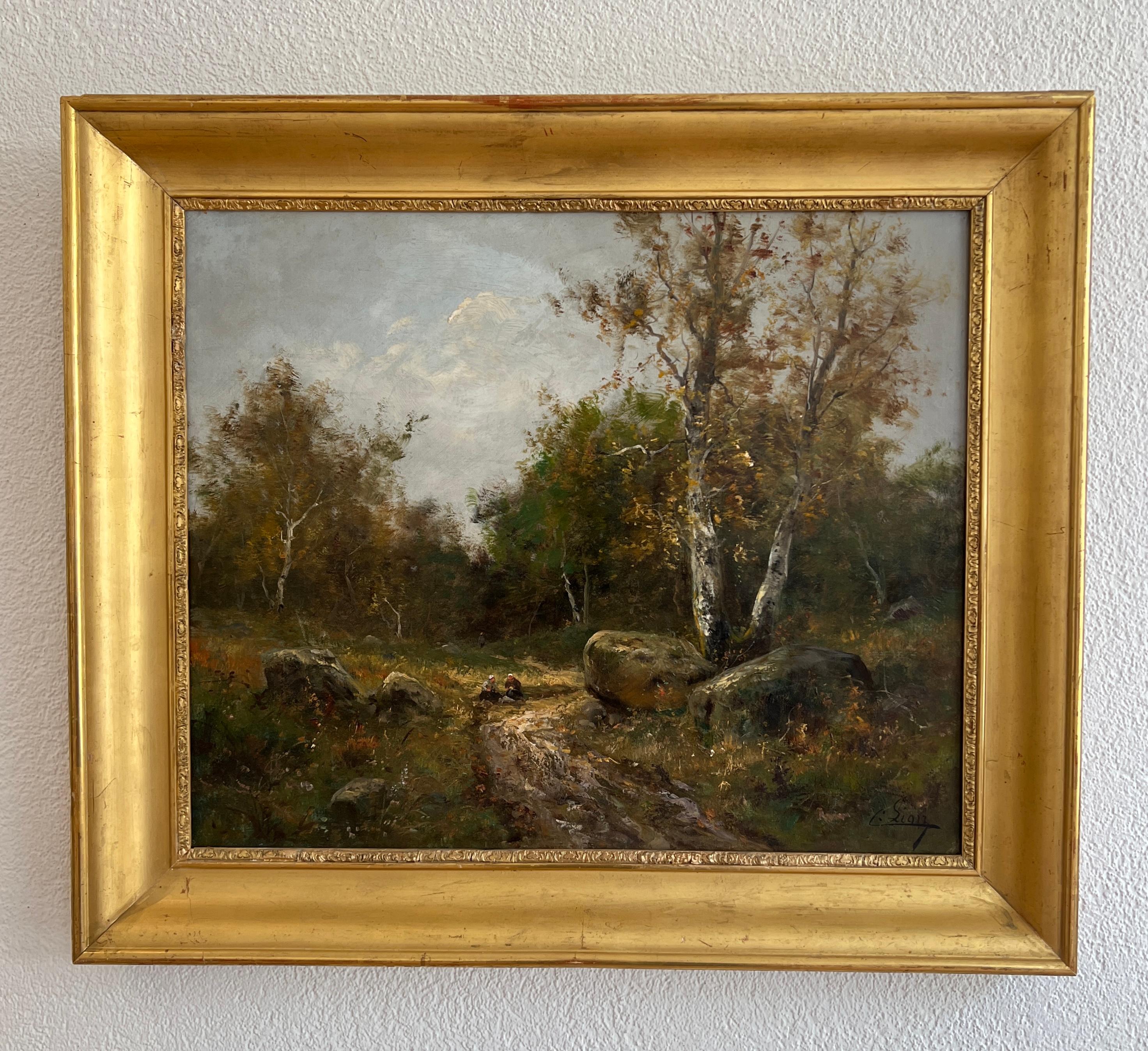 Washerwomen am Fluss – Painting von C. Lianz