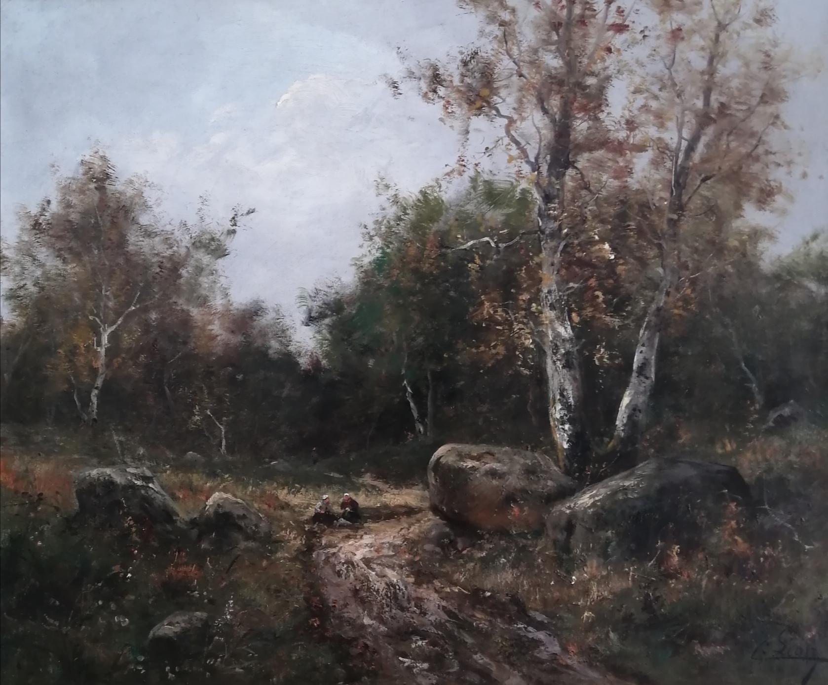 Landscape Painting C. Lianz - Les lavandières au bord de la rivière