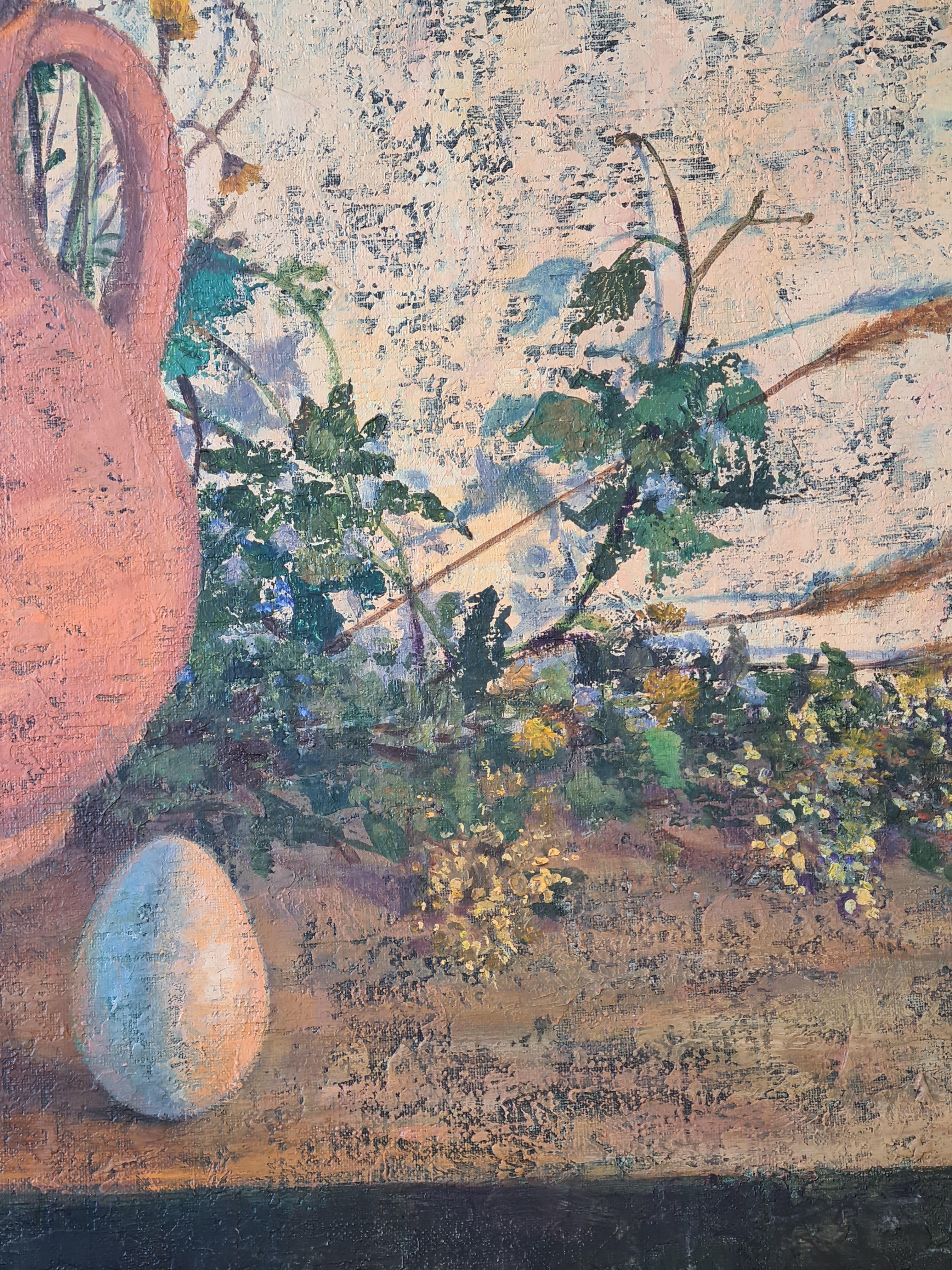 Nature morte à l'huile sur toile du milieu du 20e siècle par C.I.C.. Le tableau est signé en haut à gauche.

L'utilisation des matériaux par Lim donne à la peinture l'impression d'une fresque dans le style italien. La préparation minutieuse de la