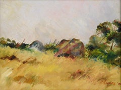 Golden Field Plein Aire Landscape in Oil on Linen