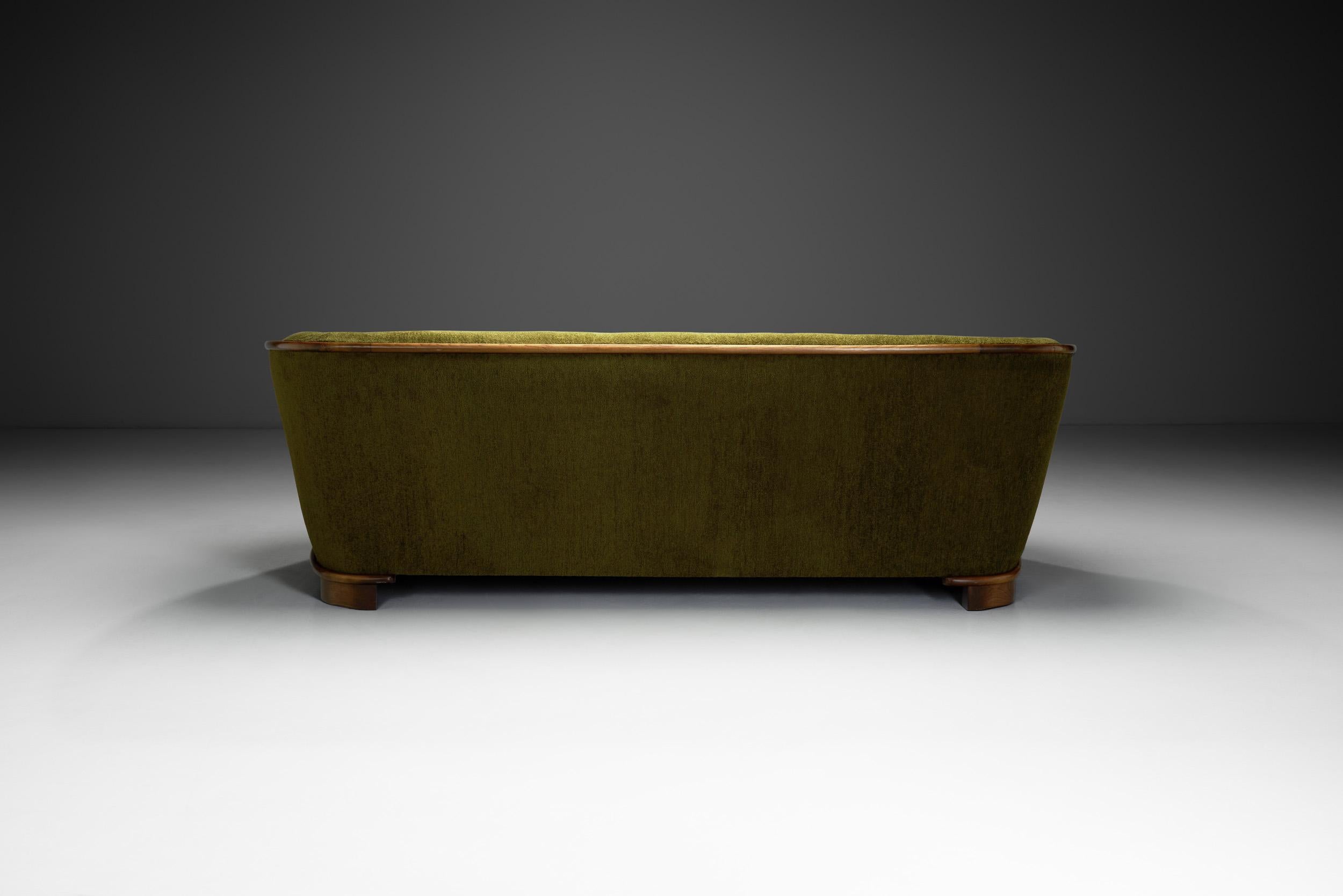 European C. Lundbæk Three Seater Sofa With Oak Frame, Europe 1940s For Sale