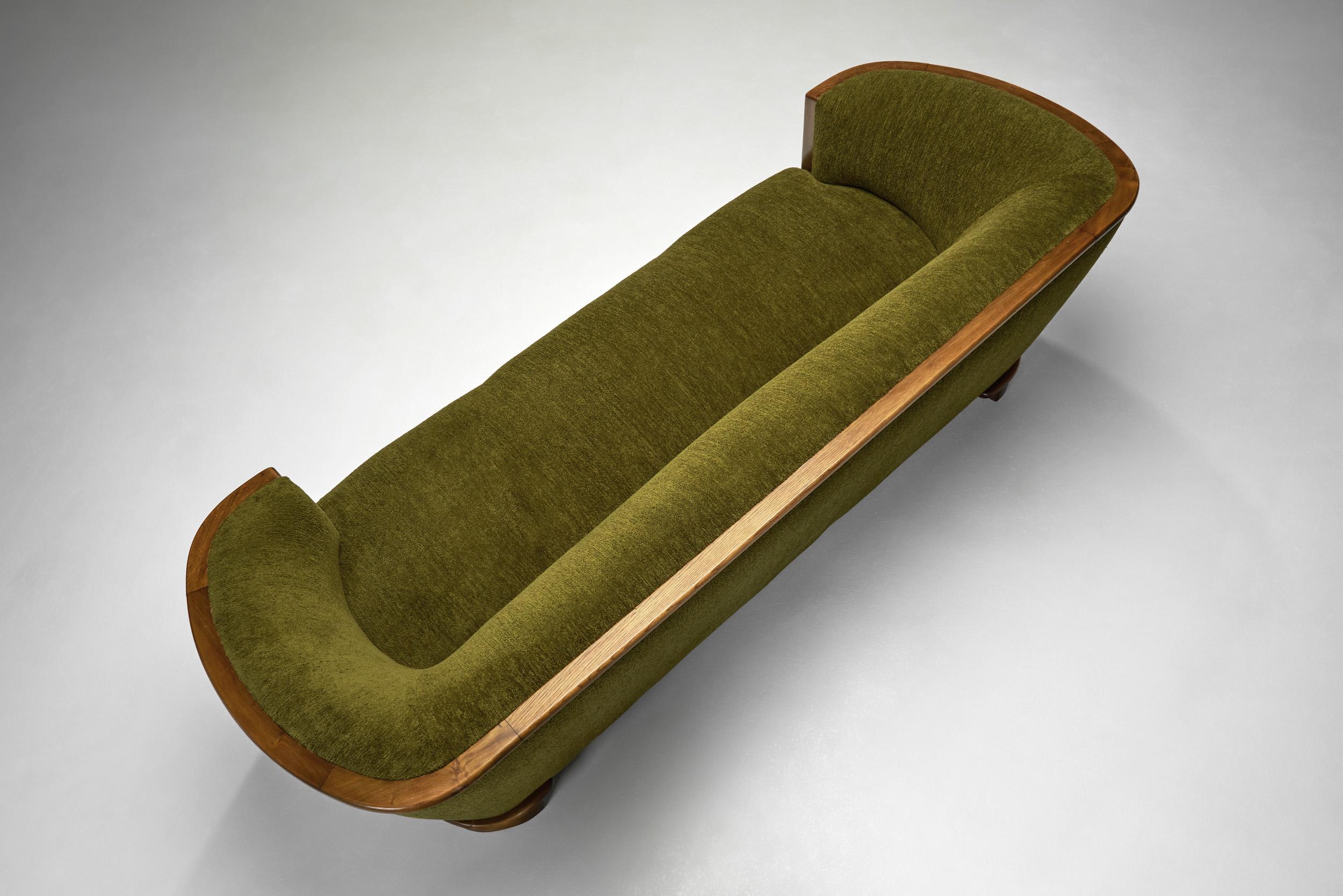 Mid-20th Century C. Lundbæk Three Seater Sofa With Oak Frame, Europe 1940s For Sale