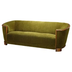 C. Lundbæk Three Seater Sofa With Oak Frame, Europe 1940s