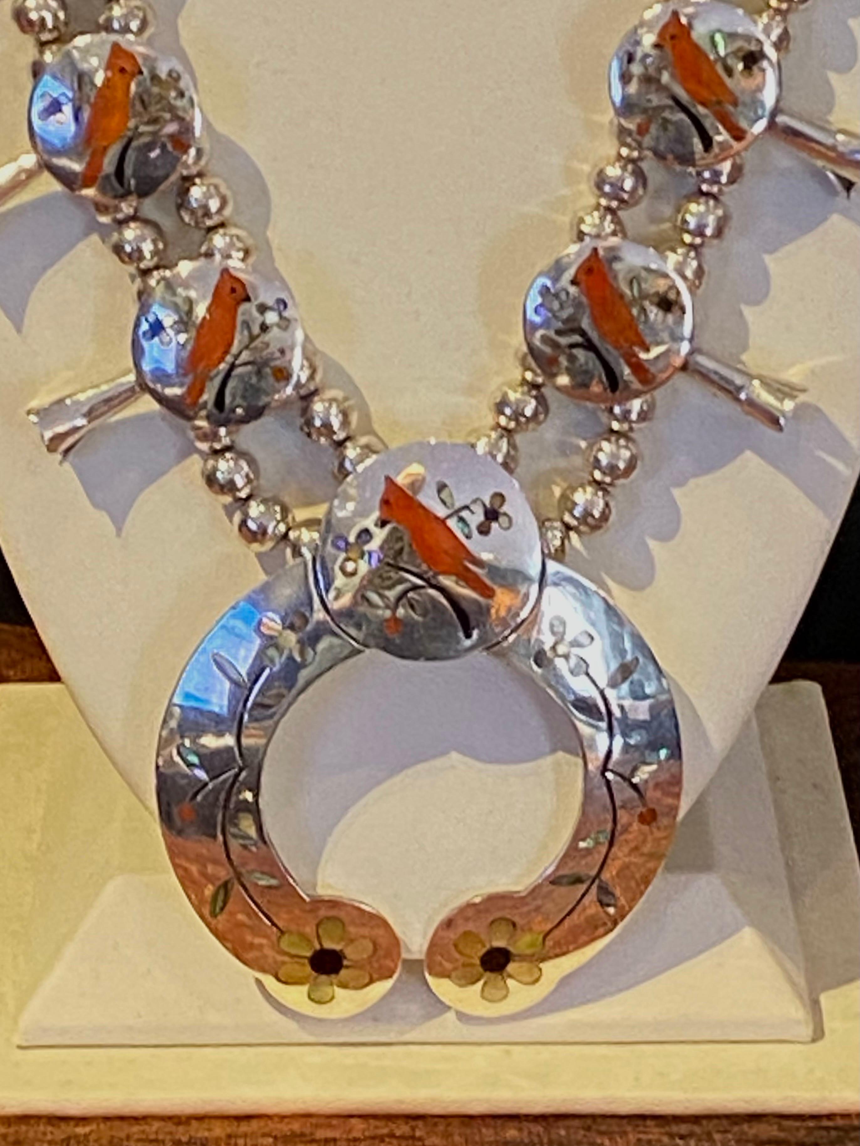 C. M. Yazzie Navajo Sterling Silver Squash Blossom Necklace 9