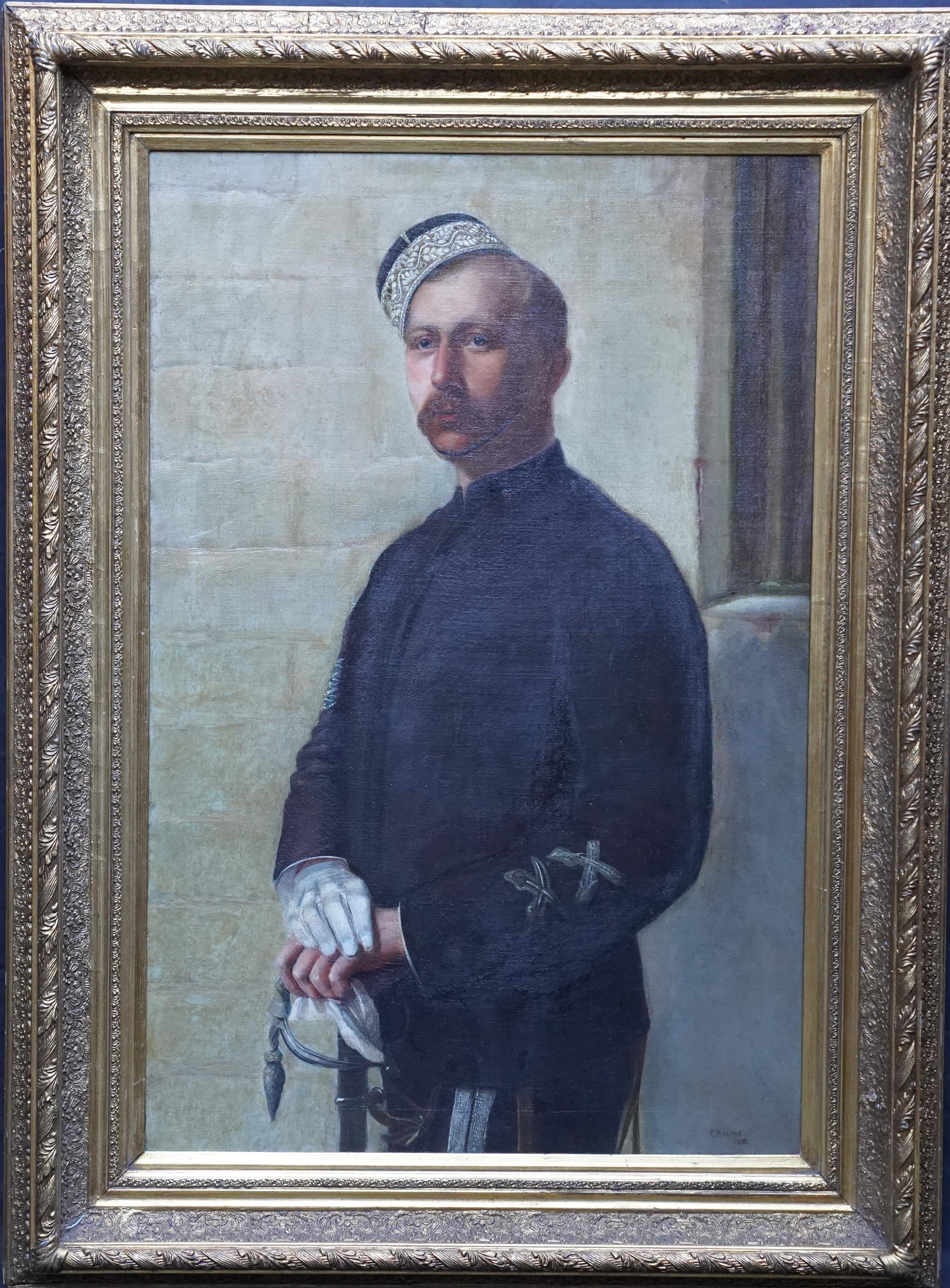 Portrait Painting C Marten - Portrait d'un soldat - Art britannique du XIXe siècle  Peinture à l'huile de portrait militaire