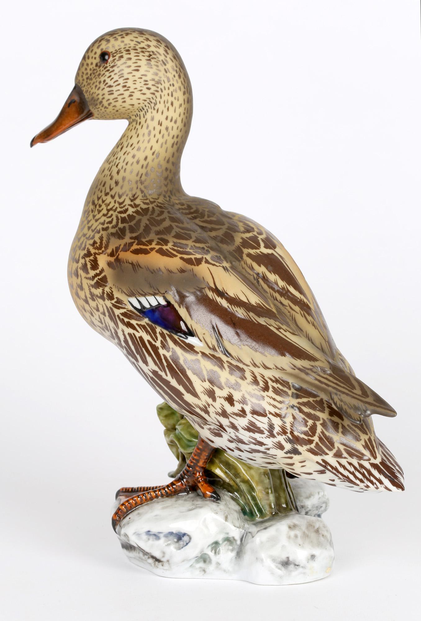 Hand-Painted C Martino Spanish Porcelain Figure of a Duck